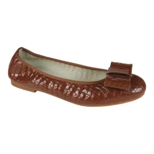 1412 - Tan Patent Leather Flats for Girl/Teen/Women by London Kids