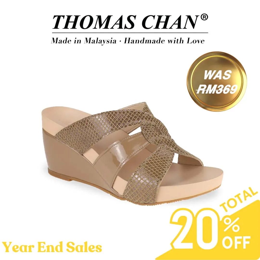 [20% off at cart] Triple Straps Snake-Effect Wedges