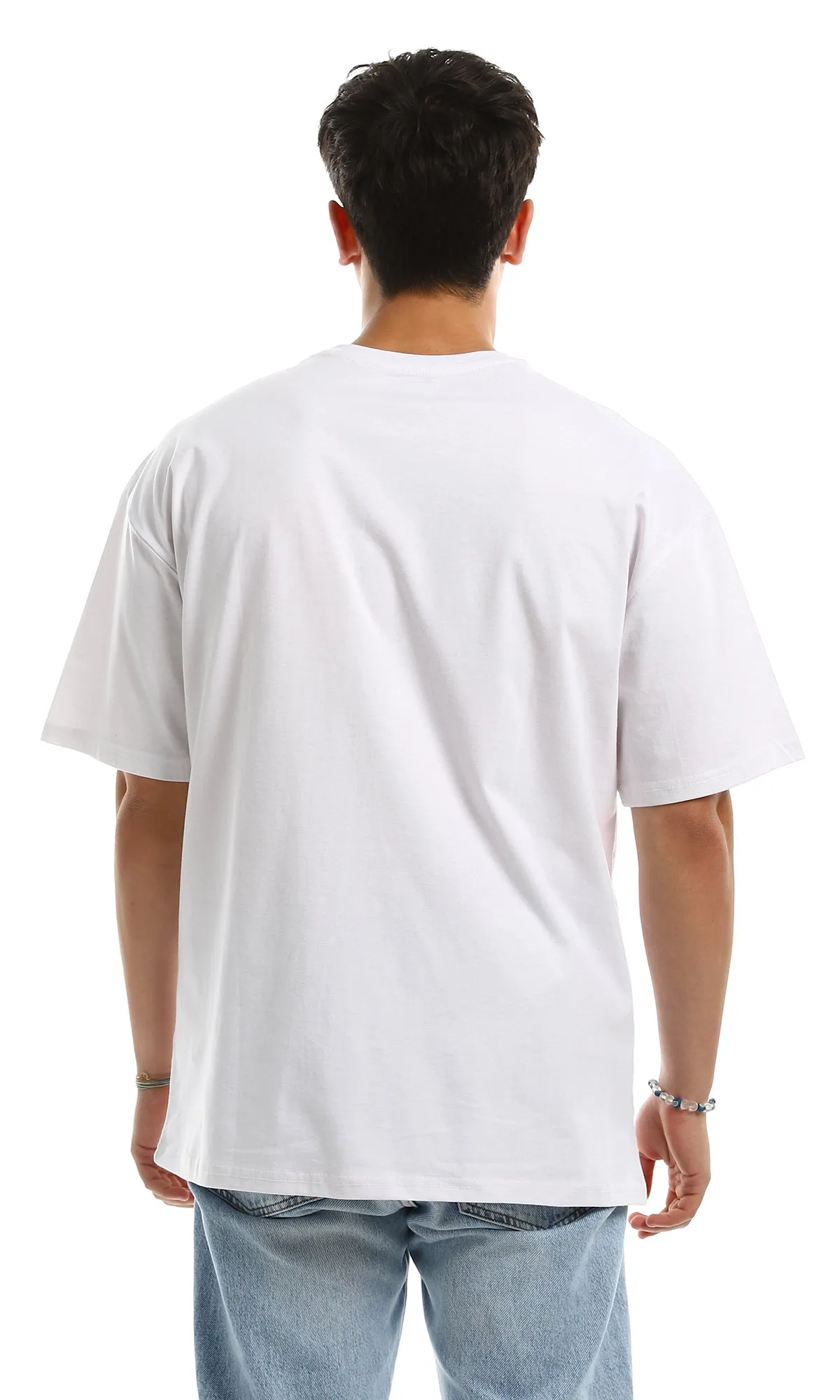 97381 Relaxed Fit Printed "Influence" Cotton White Tee