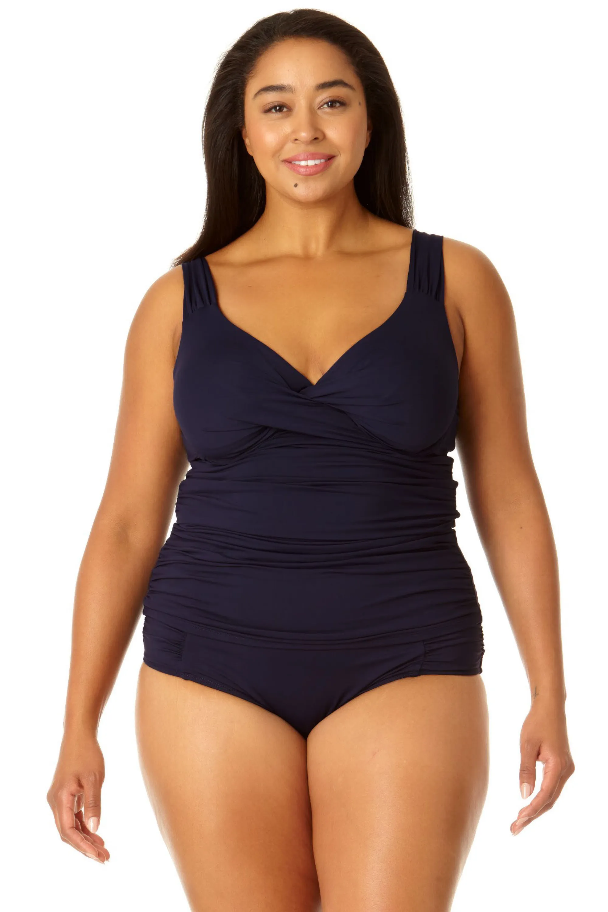 Anne Cole Plus - Twist Front Underwire Tankini Swim Top