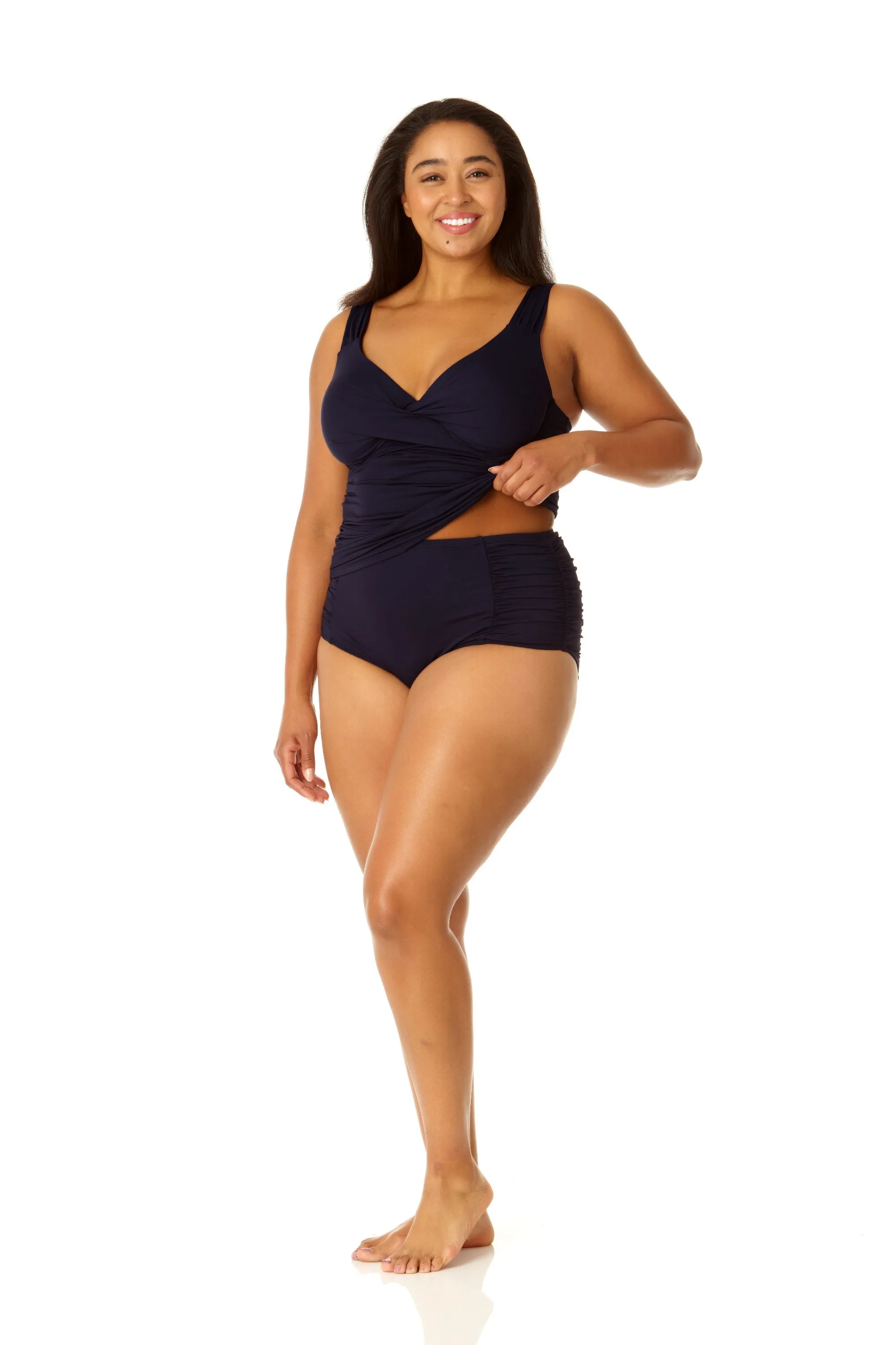 Anne Cole Plus - Twist Front Underwire Tankini Swim Top