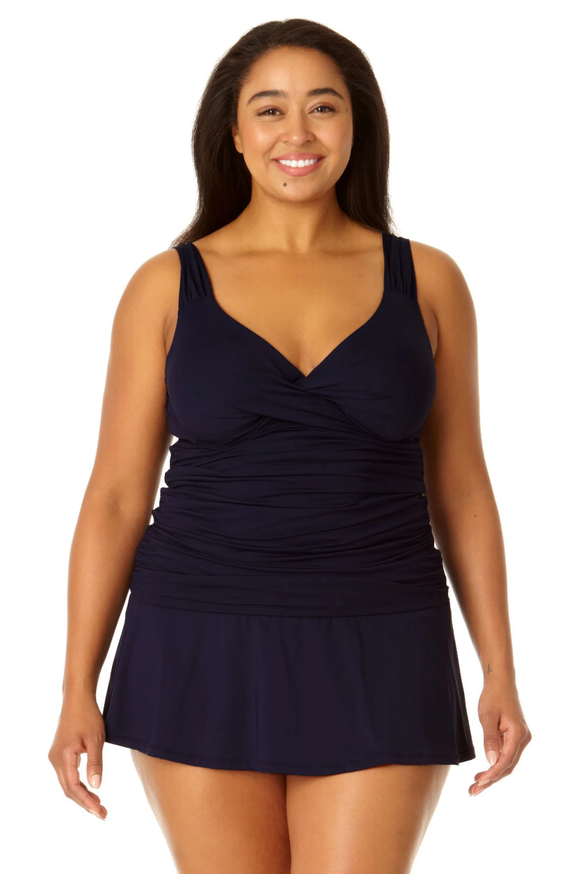 Anne Cole Plus - Twist Front Underwire Tankini Swim Top