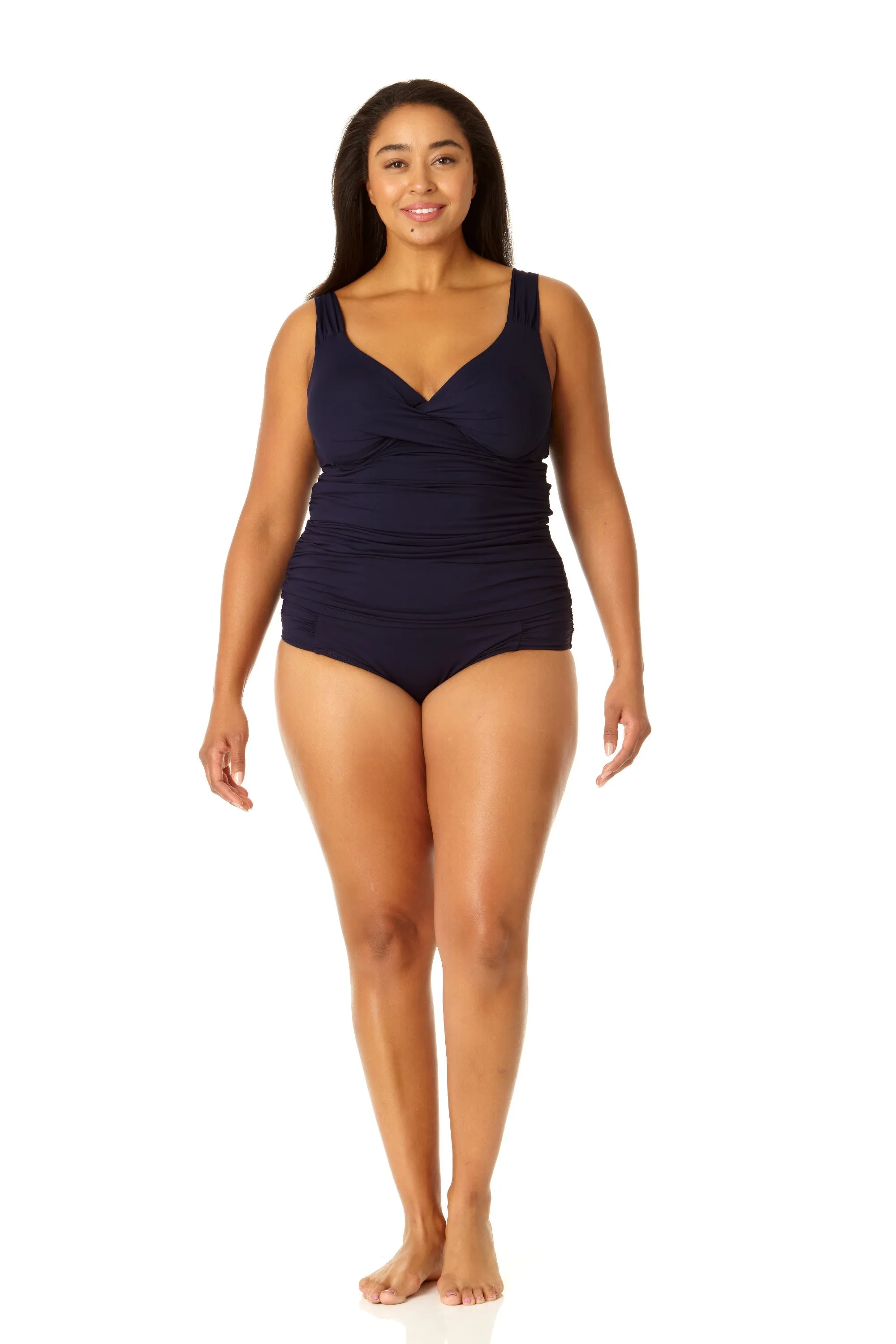 Anne Cole Plus - Twist Front Underwire Tankini Swim Top