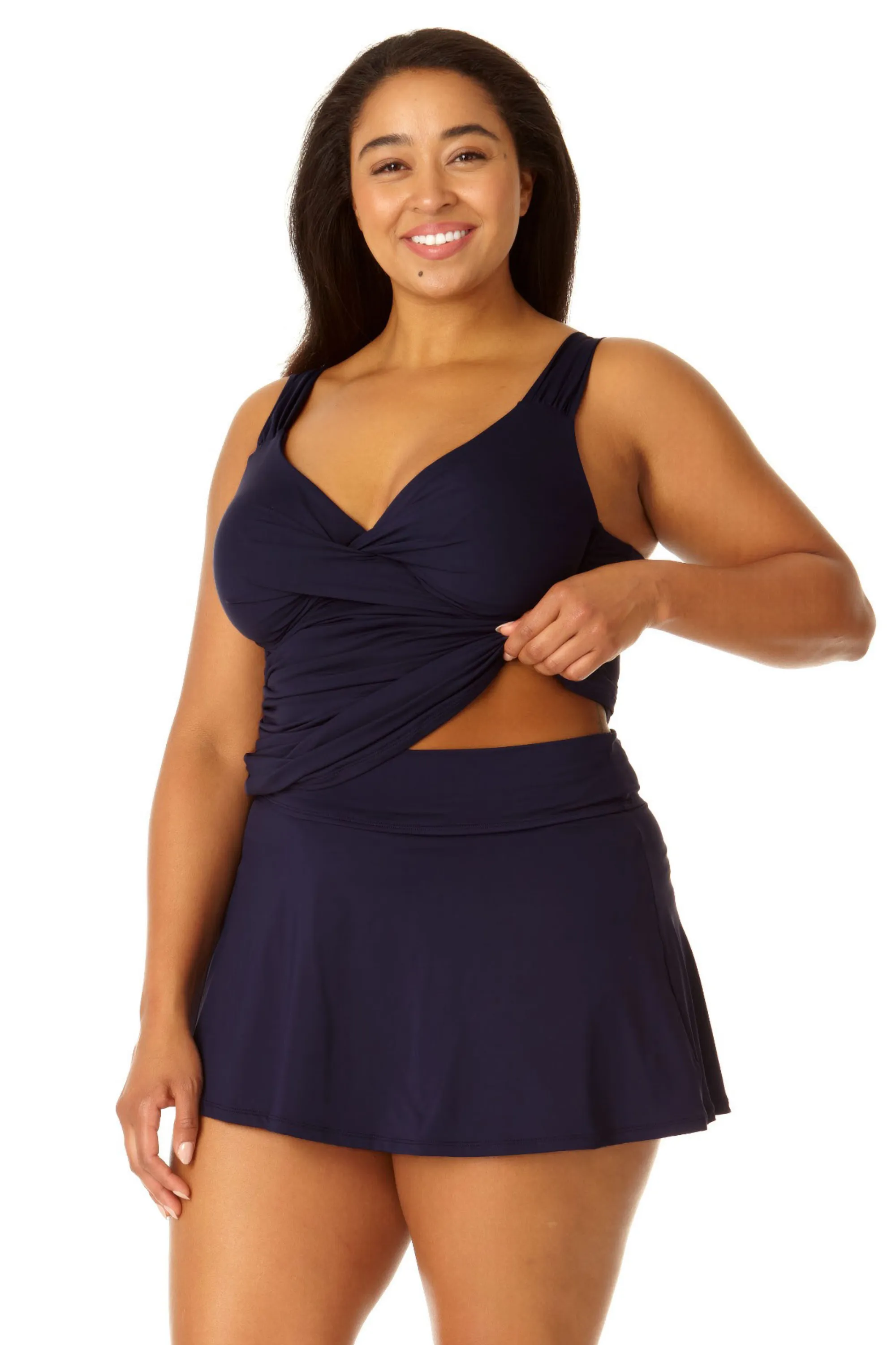 Anne Cole Plus - Twist Front Underwire Tankini Swim Top