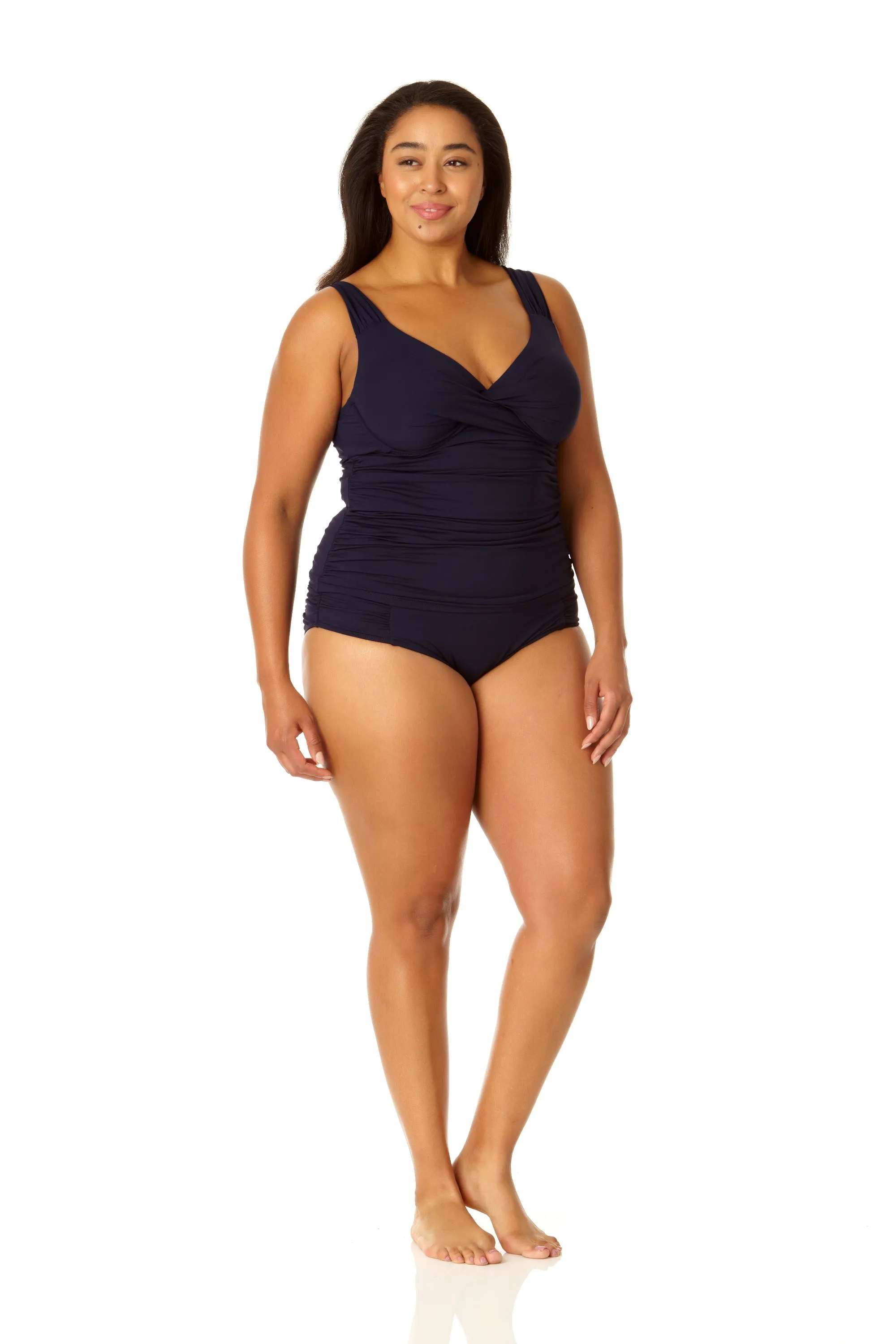 Anne Cole Plus - Twist Front Underwire Tankini Swim Top