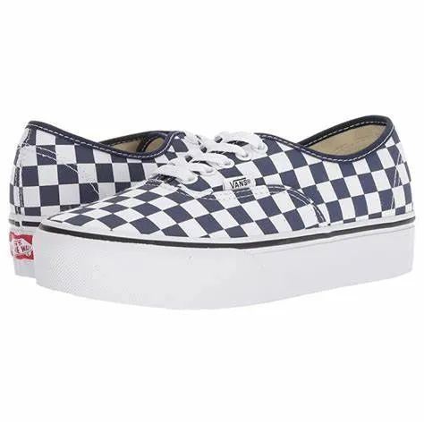 (AV8S4D) Checkerboard Authentic Platform Shoe - Medieval Blue