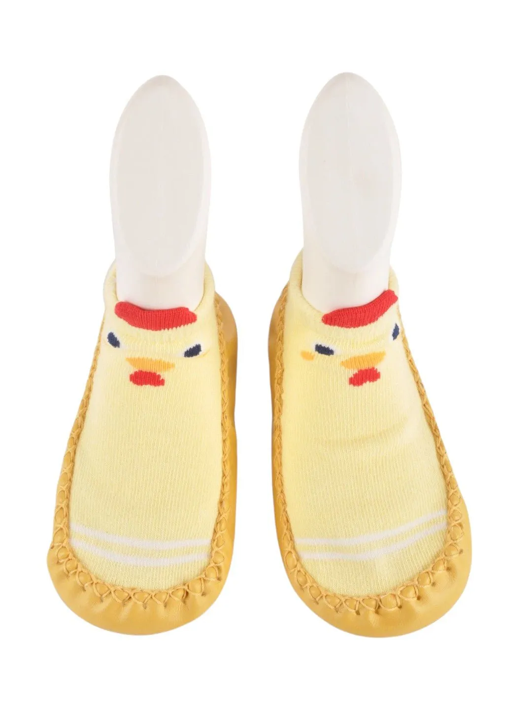 Baby Chick Face Soft Moccasin Socks – Yellow and Red