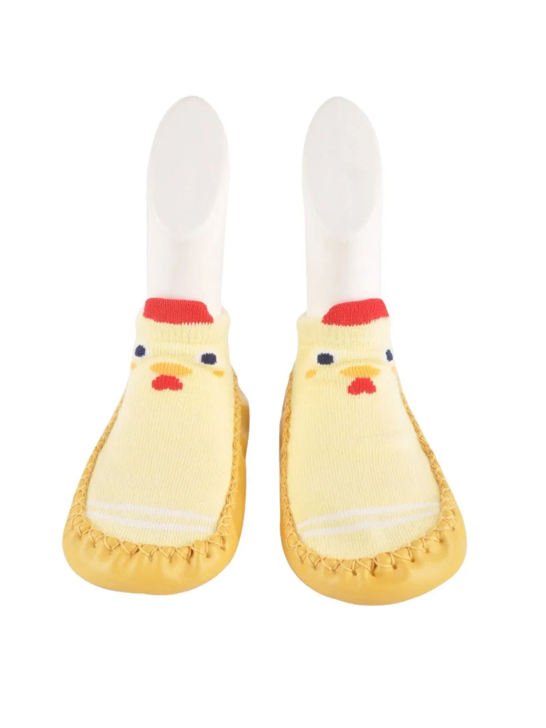 Baby Chick Face Soft Moccasin Socks – Yellow and Red