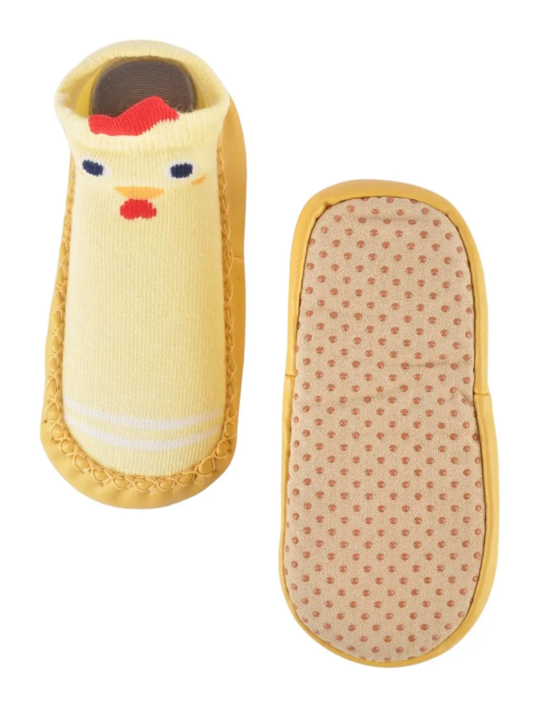 Baby Chick Face Soft Moccasin Socks – Yellow and Red