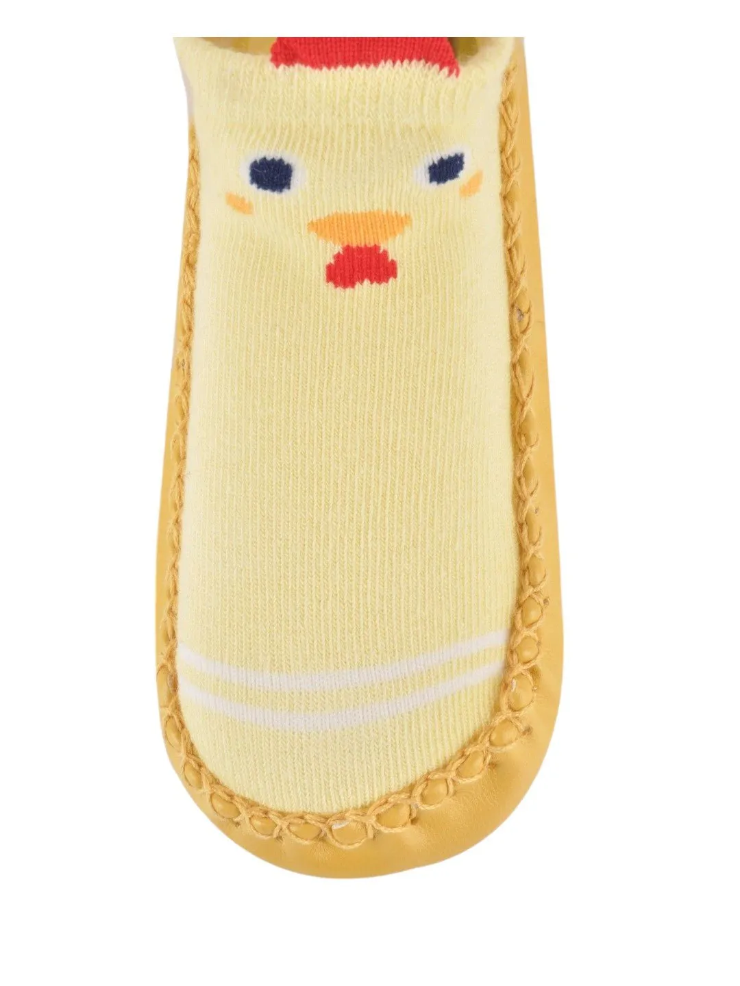 Baby Chick Face Soft Moccasin Socks – Yellow and Red