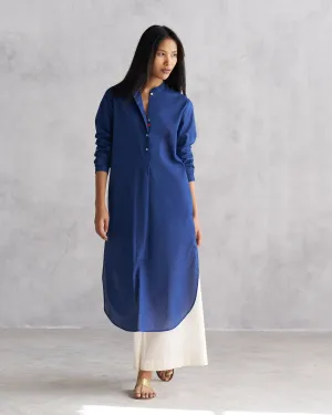 Basic Long Length Kurta - Navy