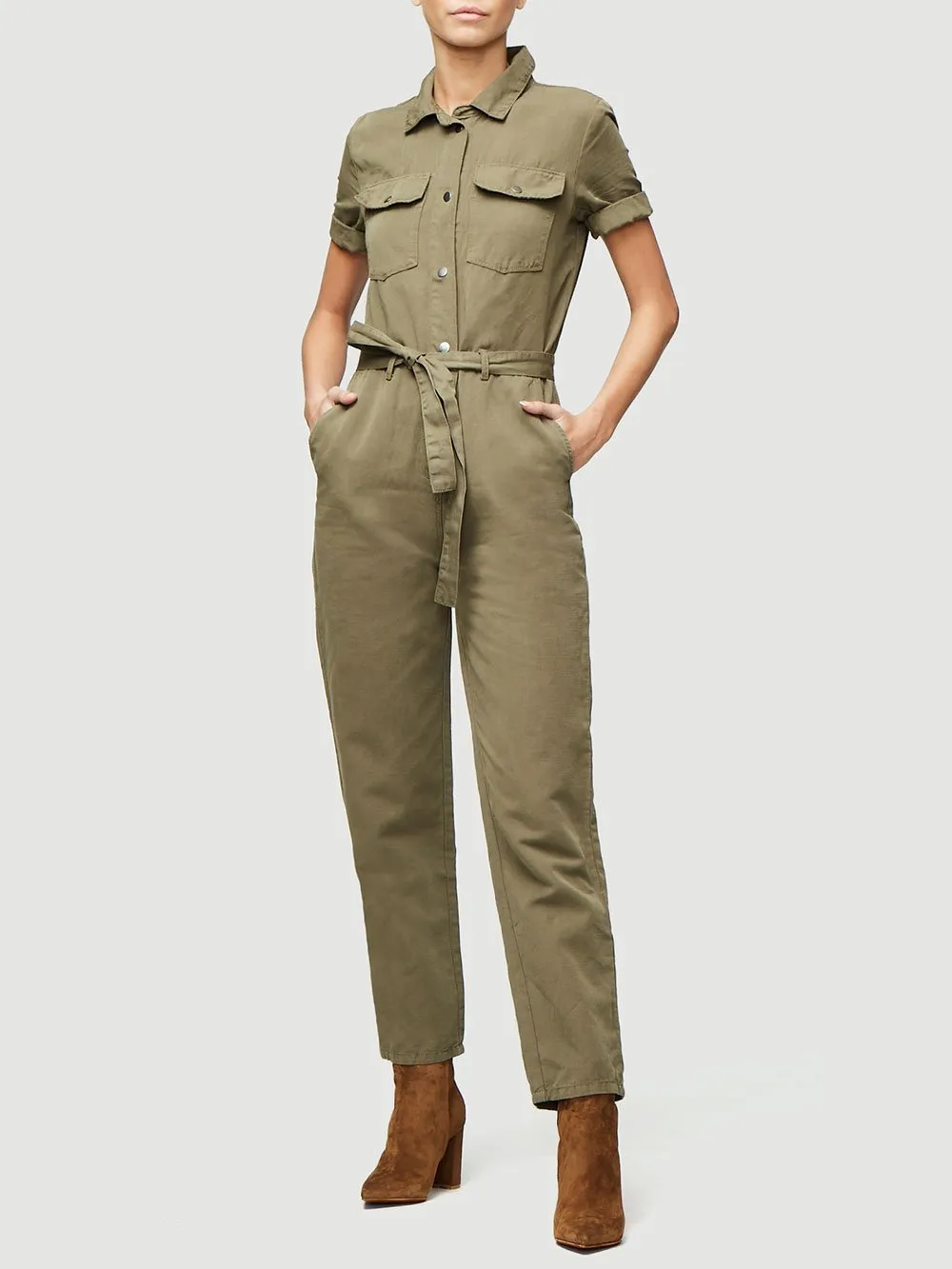 Belted Jumpsuit -- Army Green