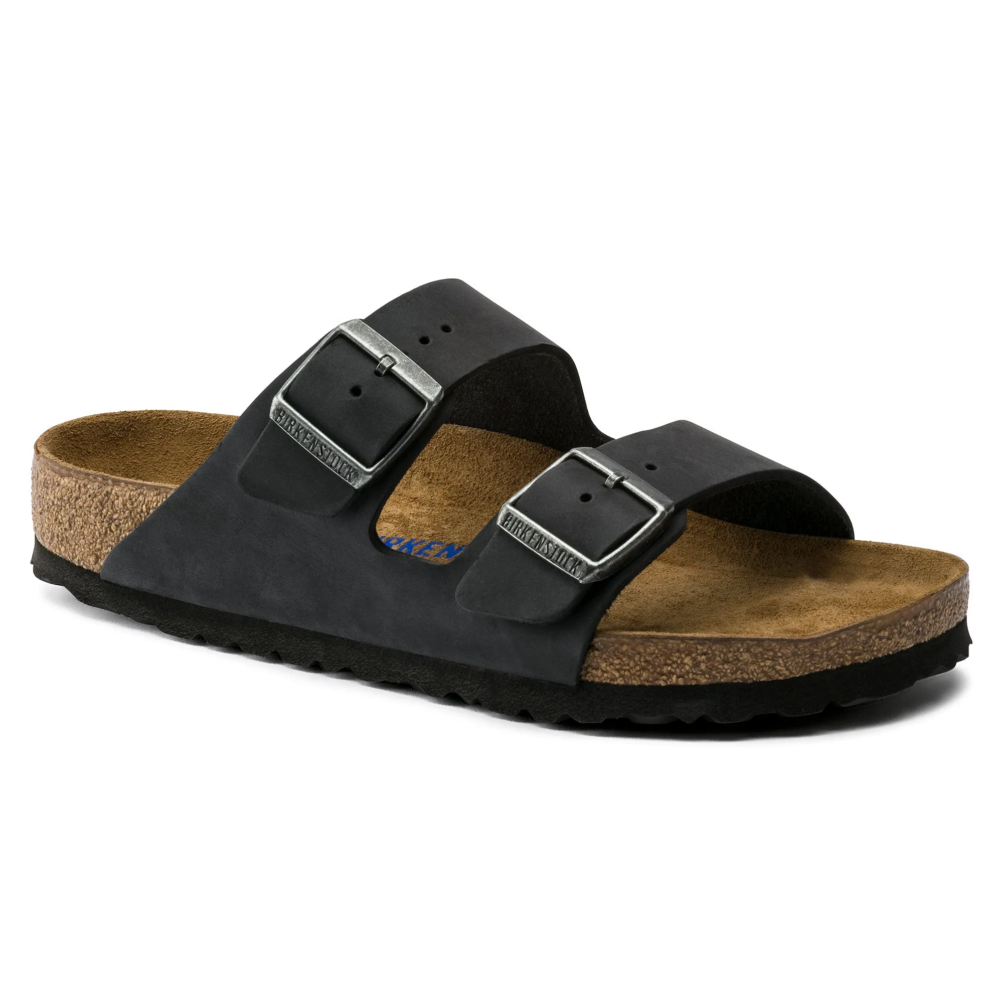 Birkenstock Arizona Soft Footbed Oiled Leather Color: Black (MEDIUM/NARROW WIDTH)