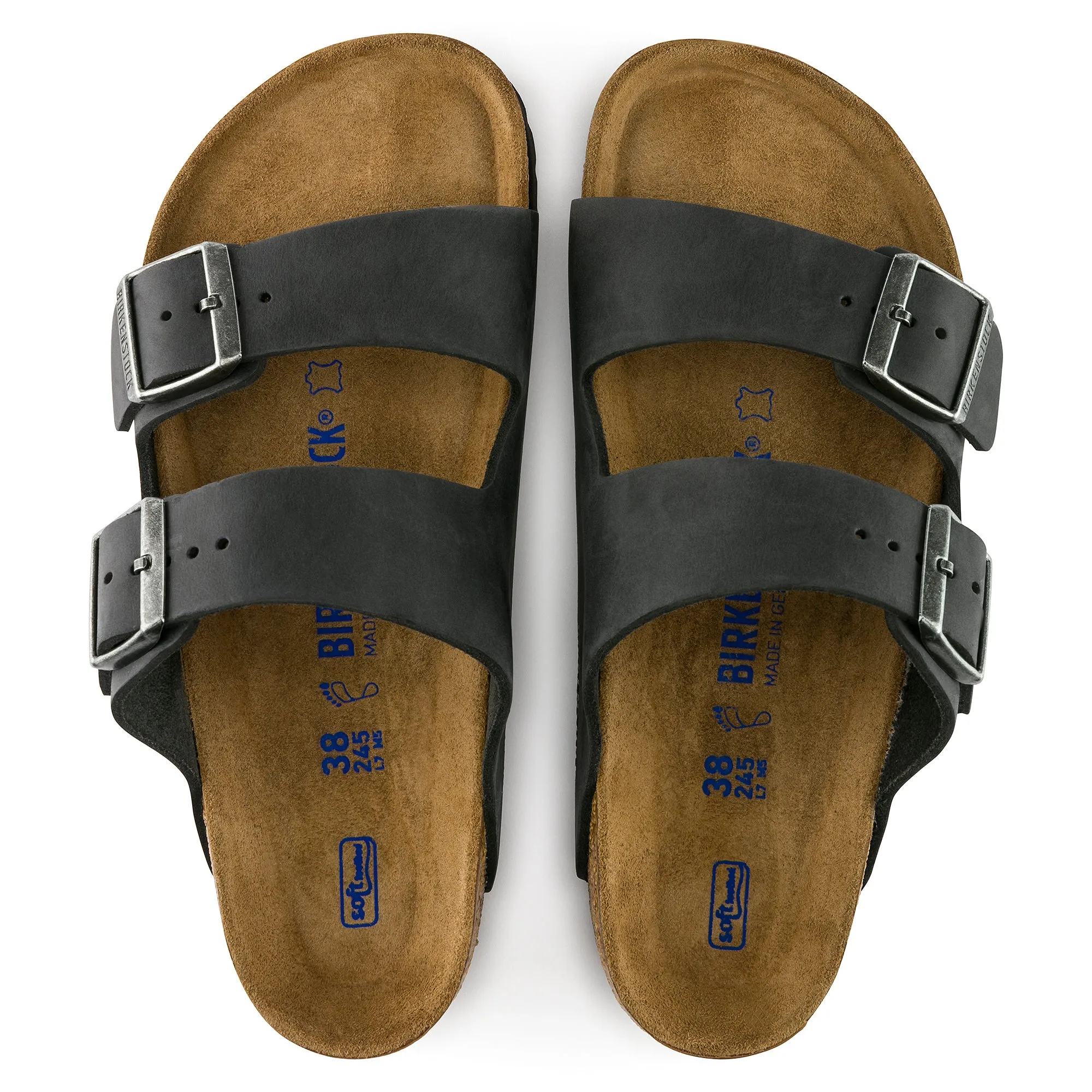 Birkenstock Arizona Soft Footbed Oiled Leather Color: Black (MEDIUM/NARROW WIDTH)