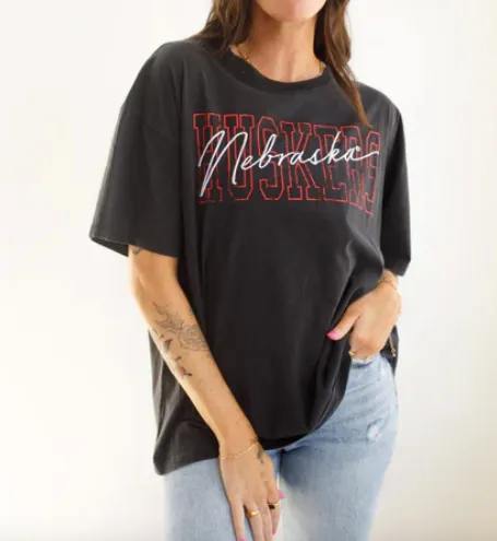 Black Nebraska Husker Owen Band Tee