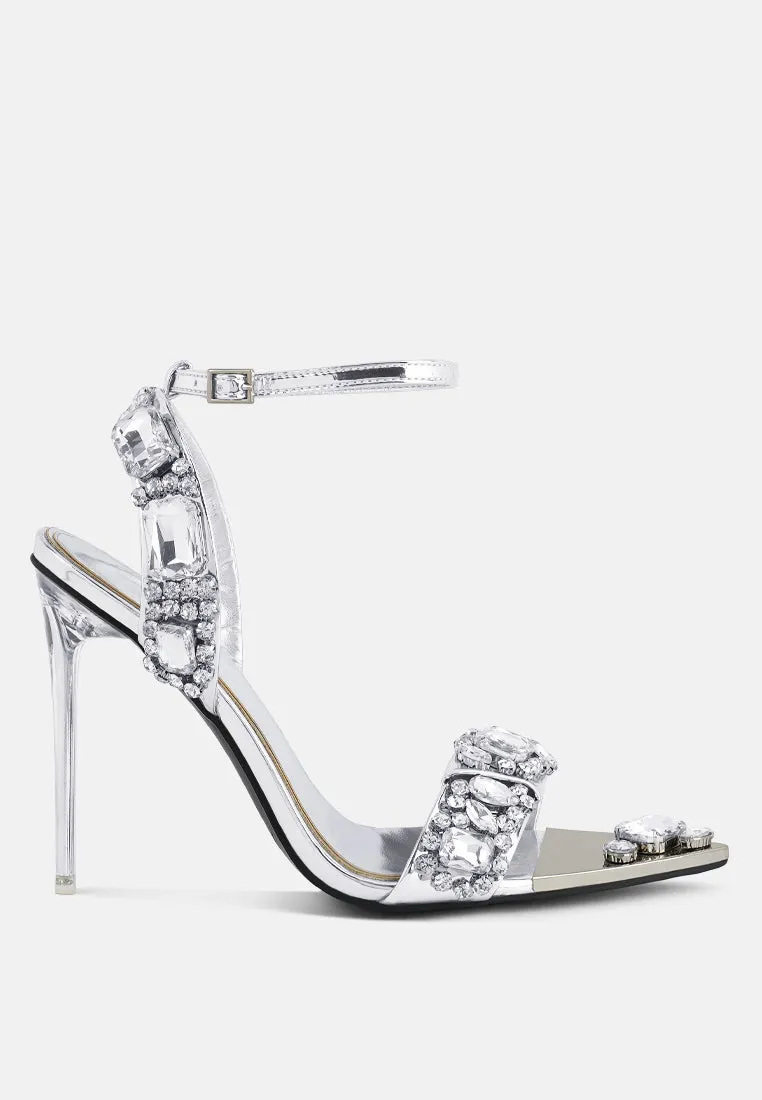 Blingy Diamante Embellished Stiletto Sandals