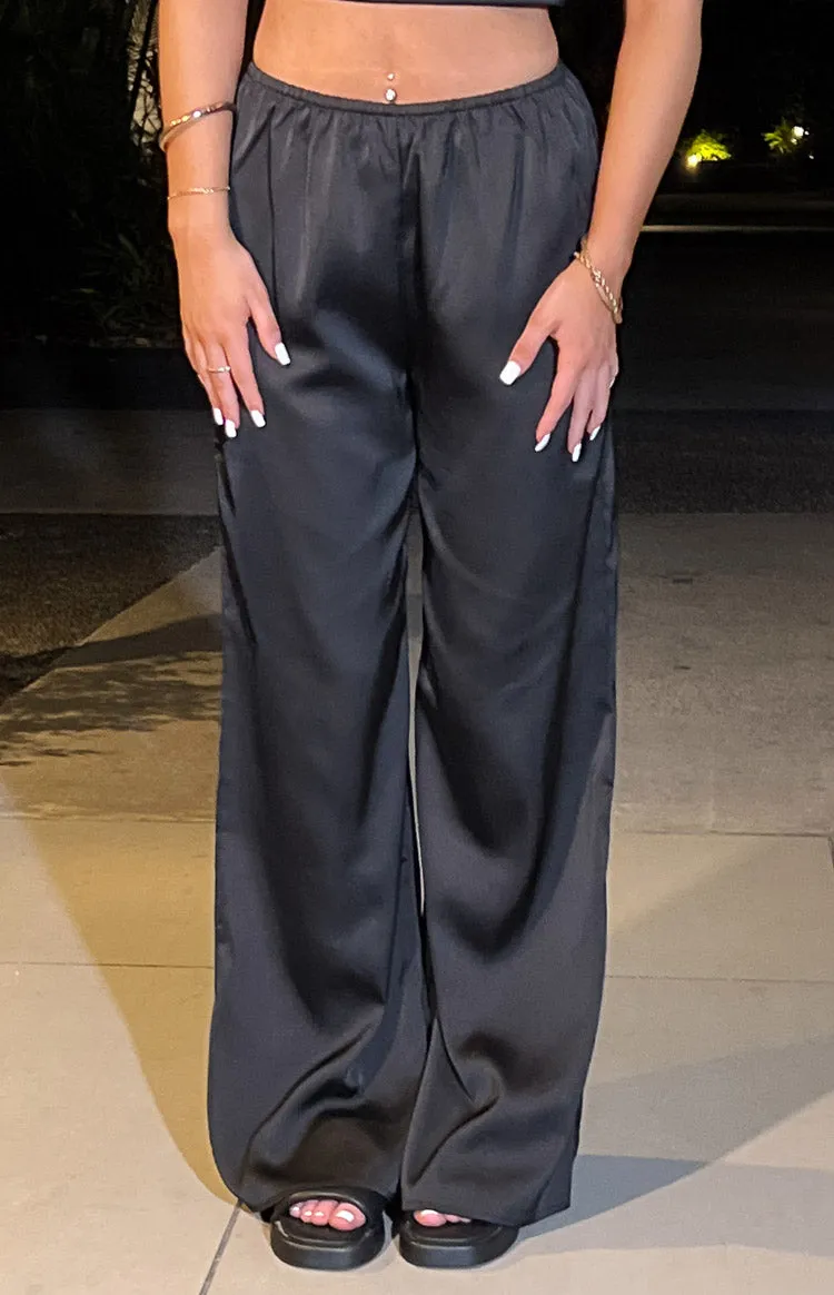 Bridget Black Satin Pants