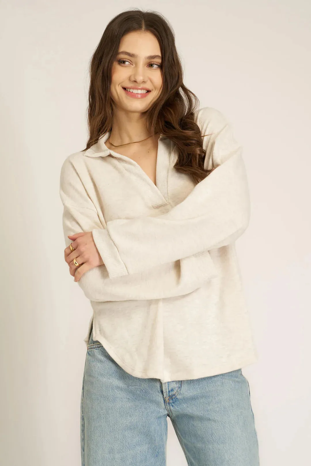 Chiara Collared Pullover (Oatmeal)