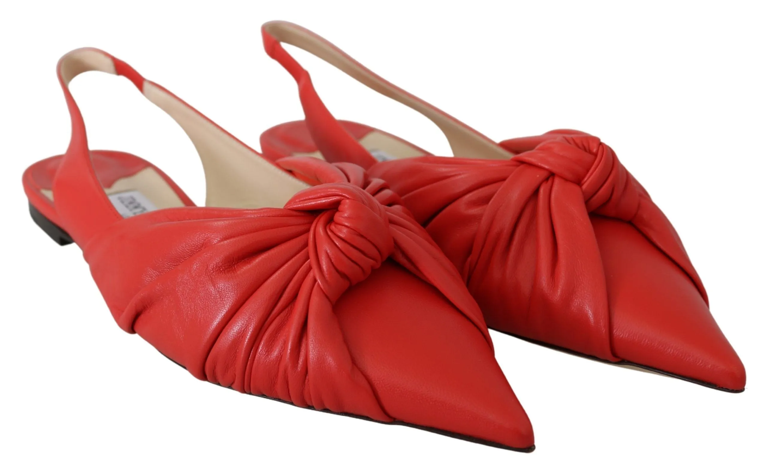 Chic Red Pointed Toe Leather Flats