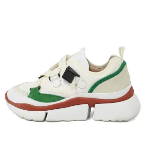 Chloe Sneakers White Suede Green & Red