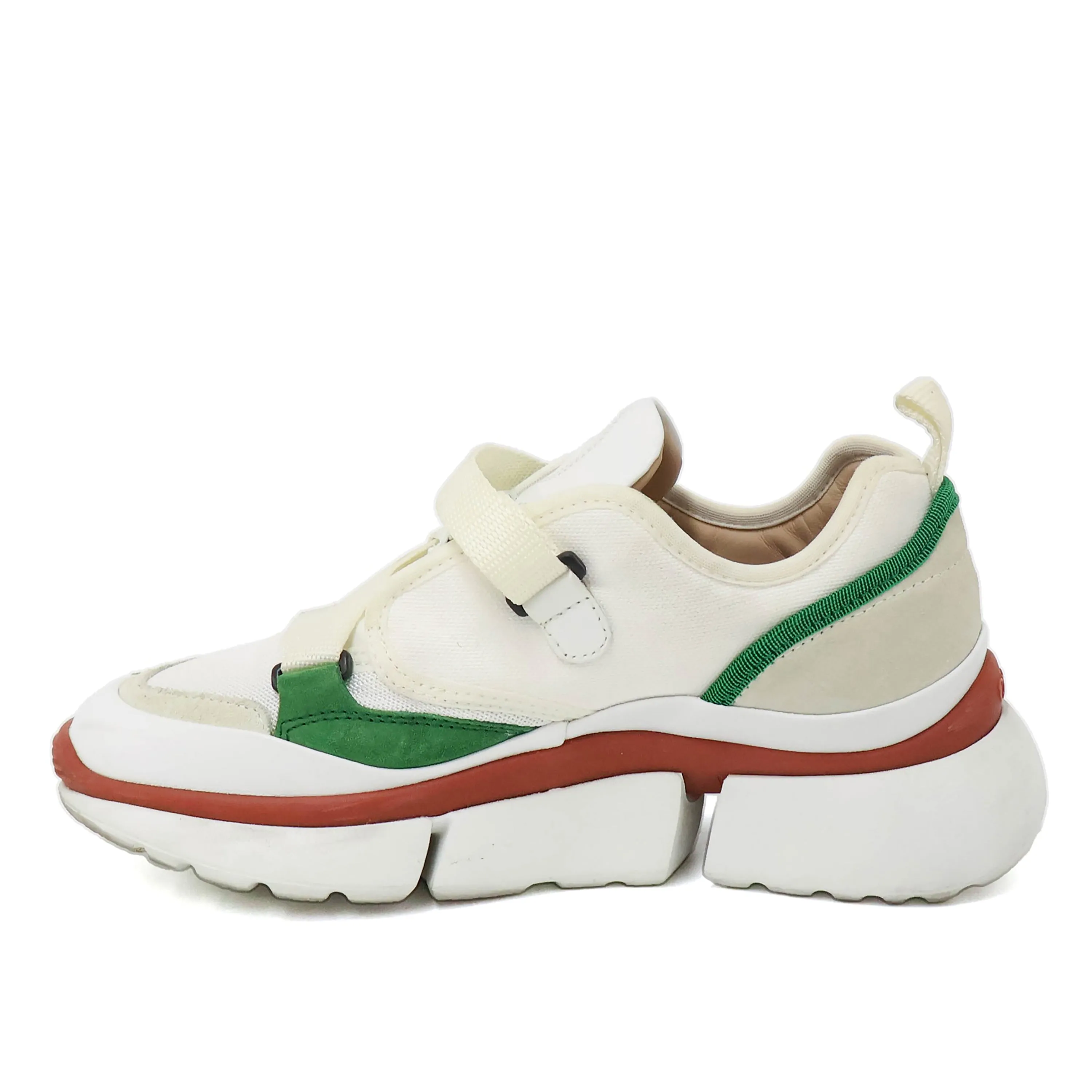 Chloe Sneakers White Suede Green & Red