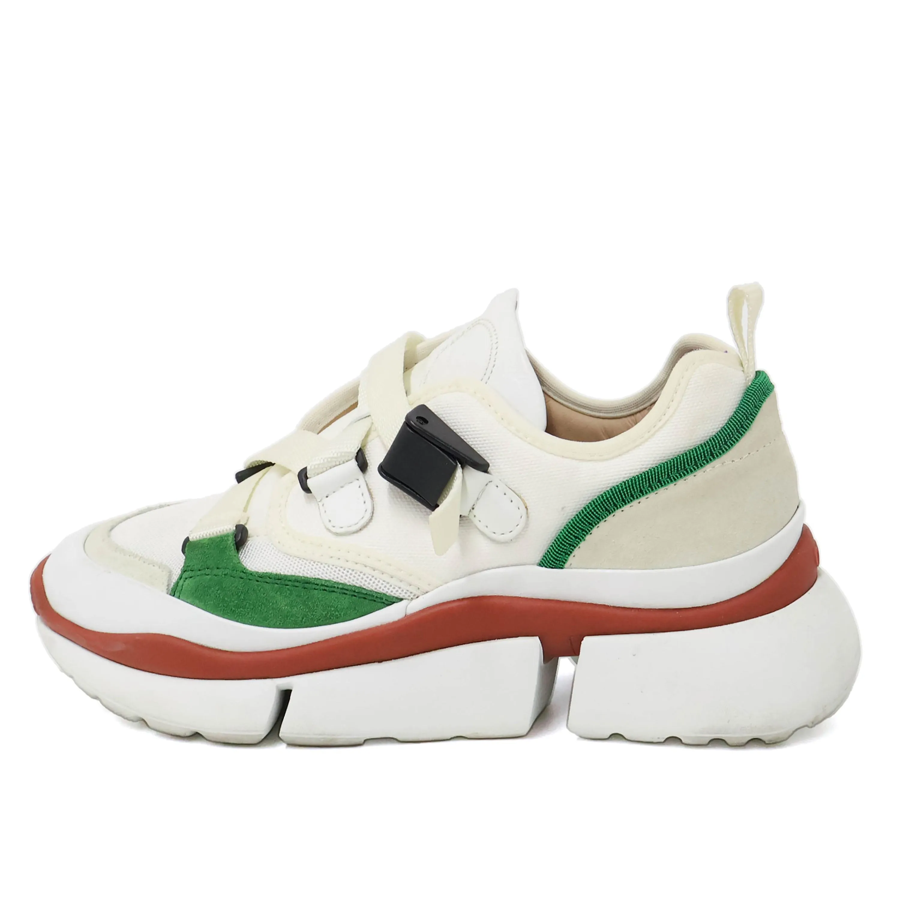 Chloe Sneakers White Suede Green & Red