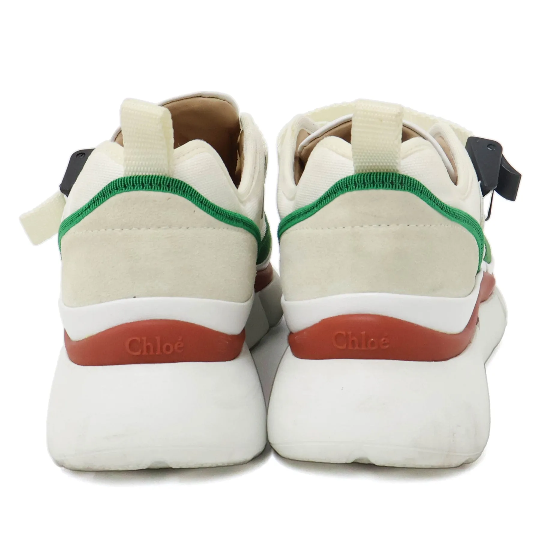 Chloe Sneakers White Suede Green & Red