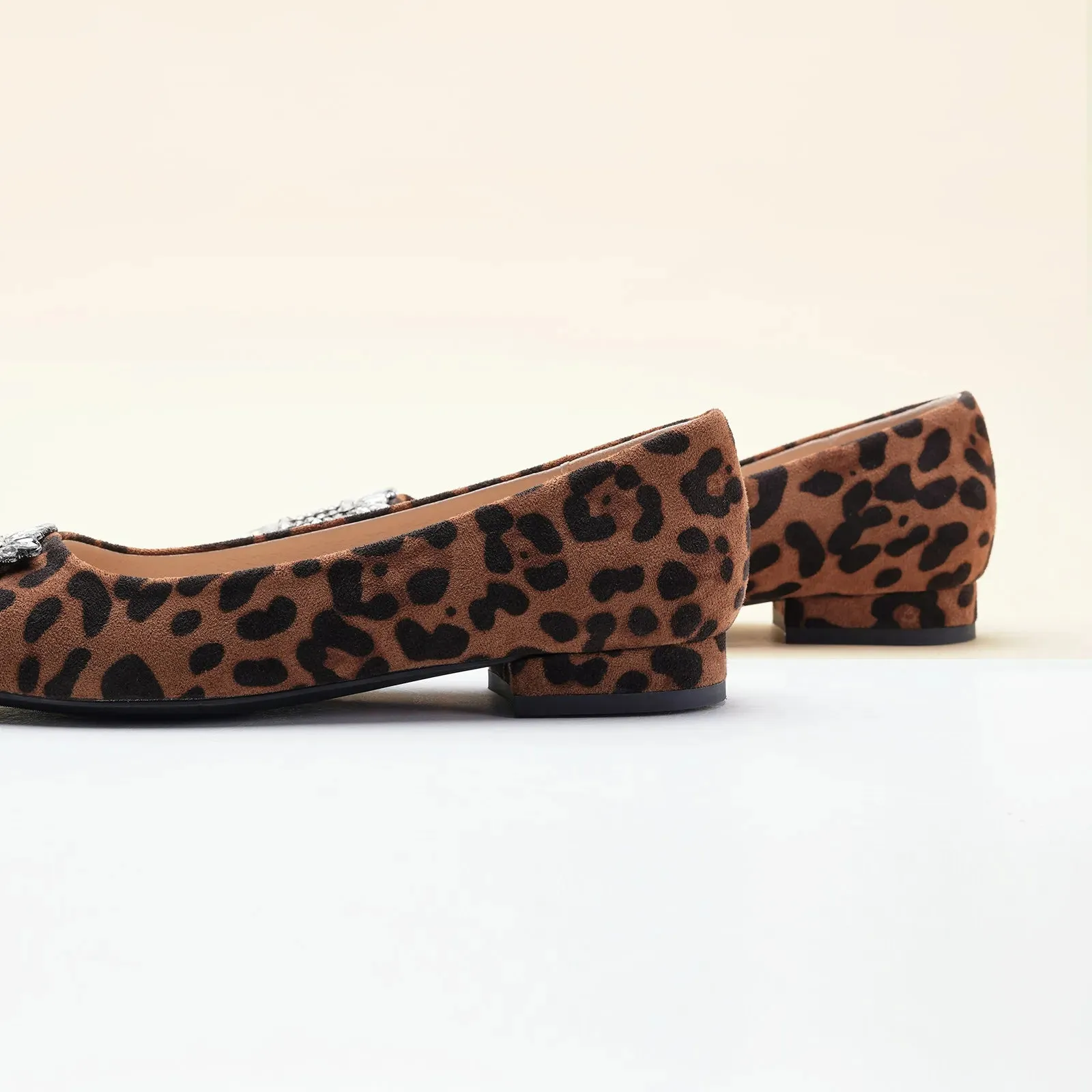 Crystal Buckle Flats (Aida) Leopard