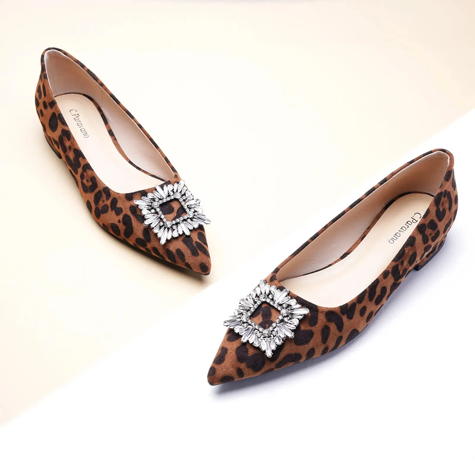 Crystal Buckle Flats (Aida) Leopard