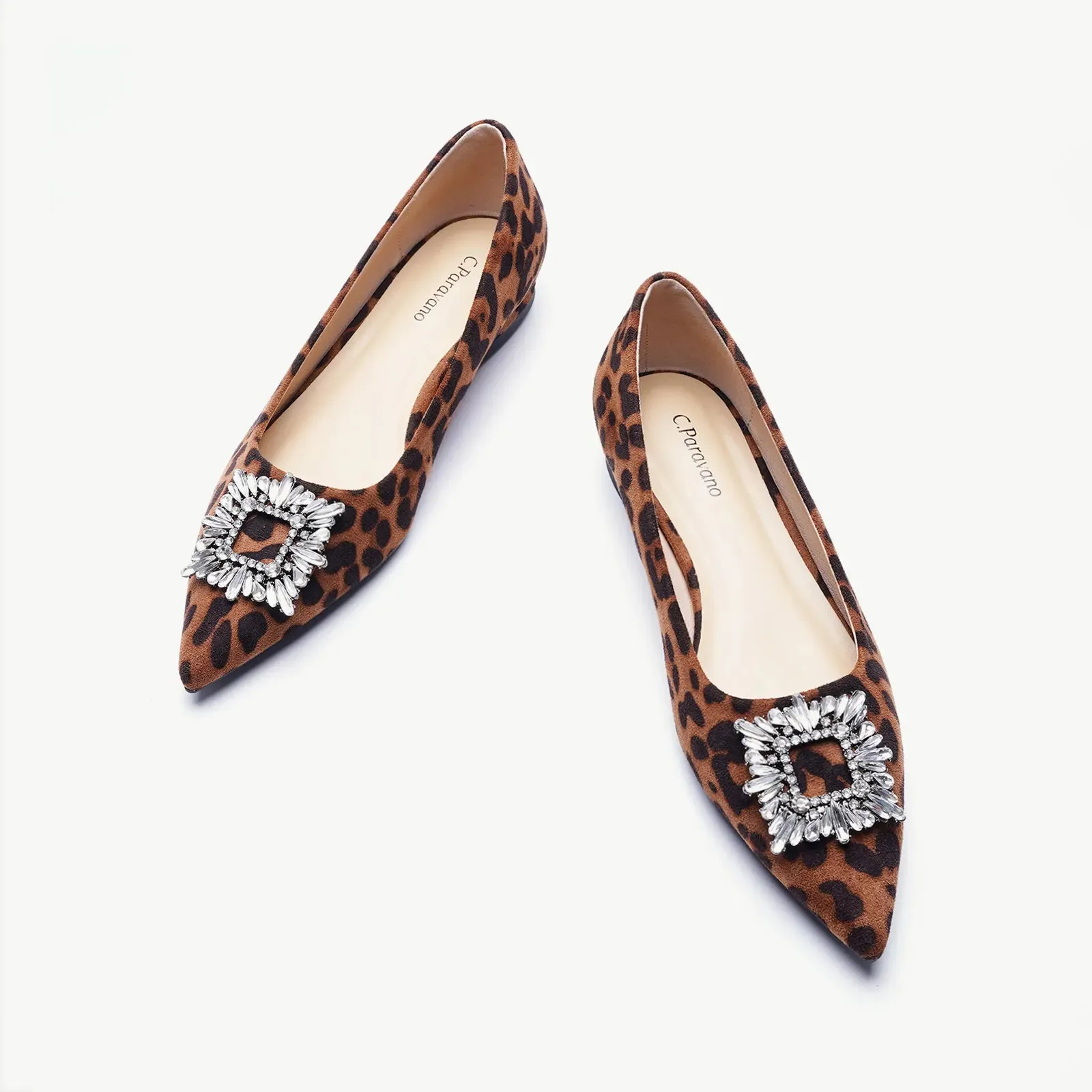 Crystal Buckle Flats (Aida) Leopard