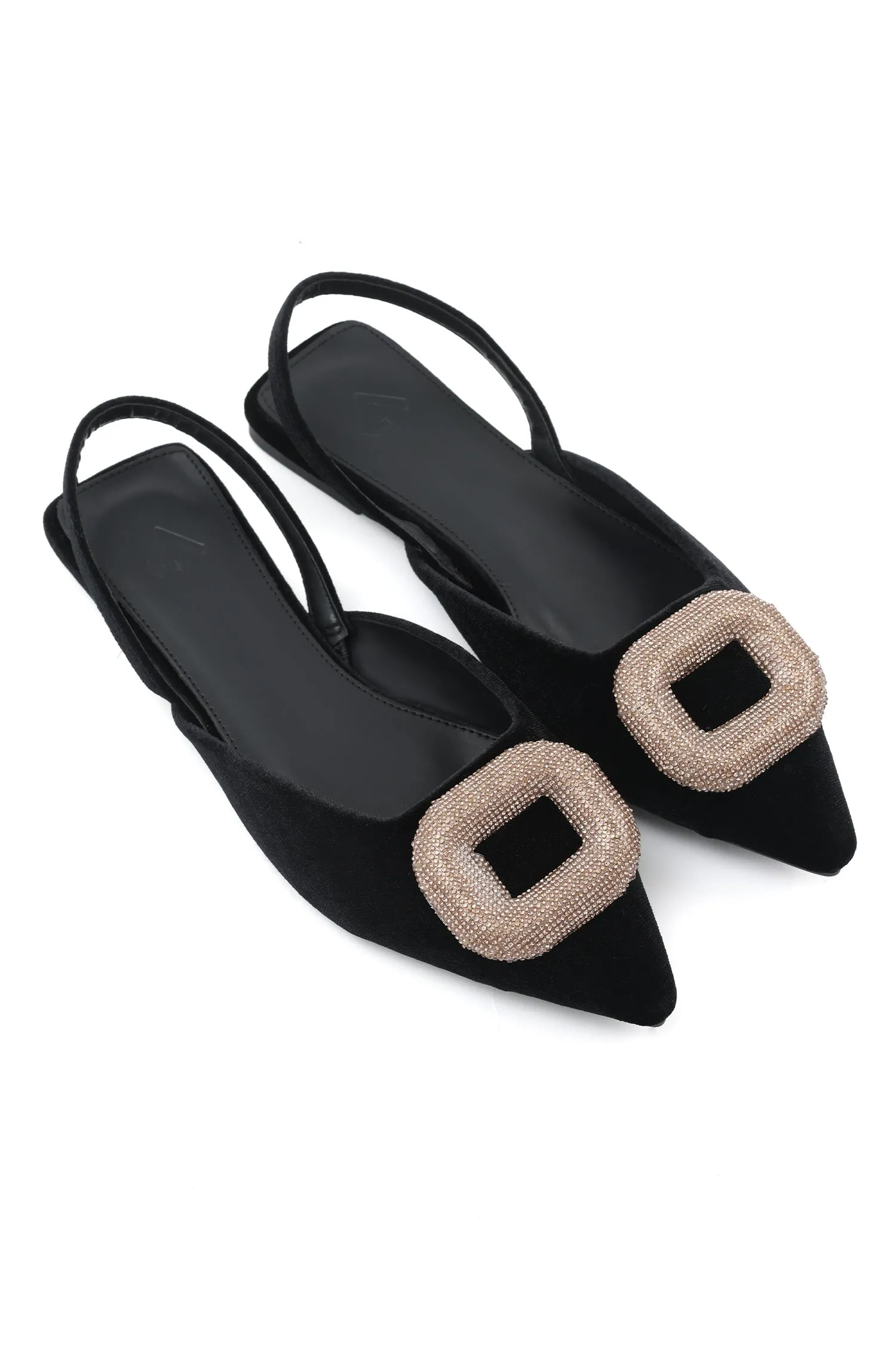 ELEGANT VELVET FLATS-BLACK