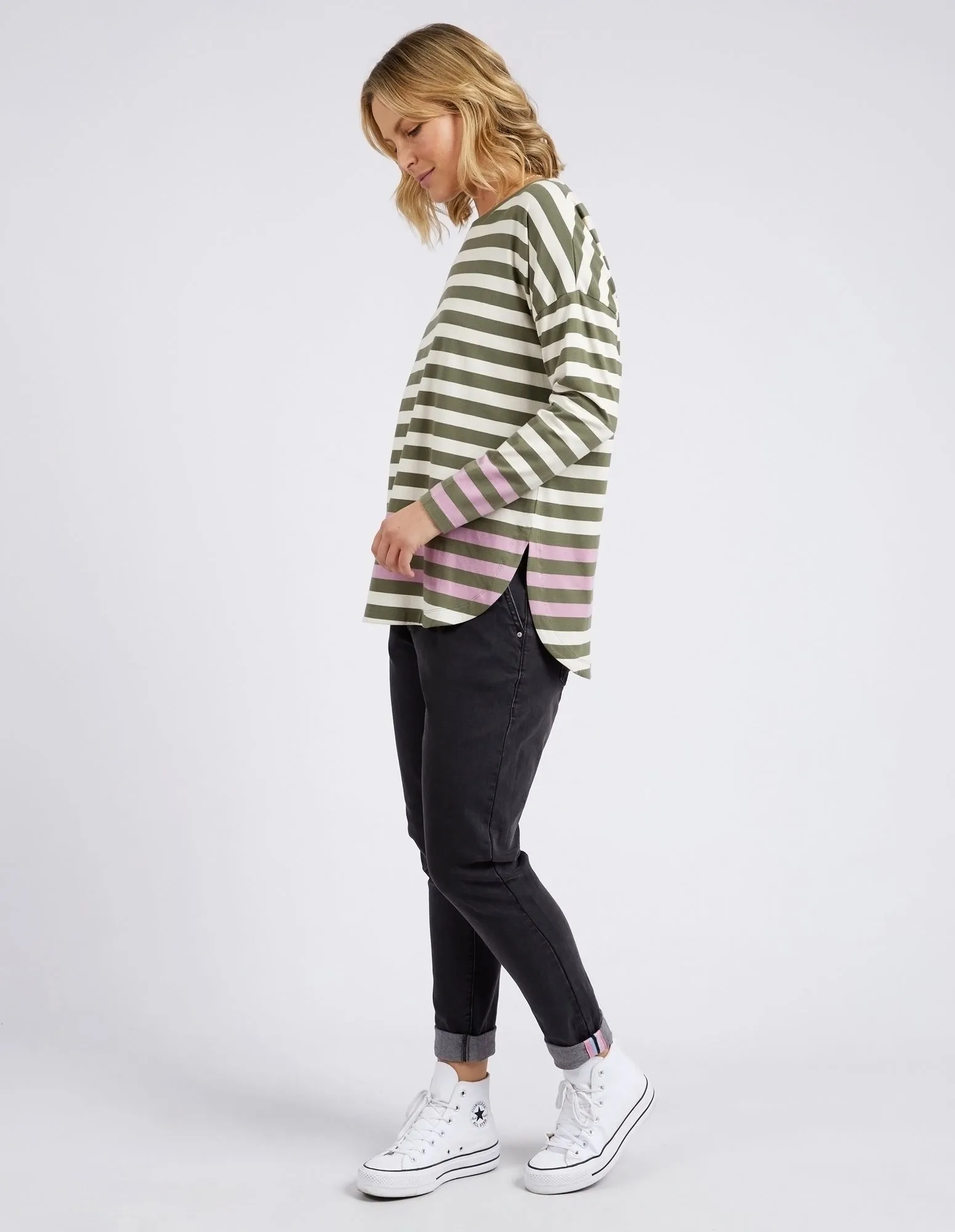 Elm Turn Back LS Tee Clover Pearl Stripe