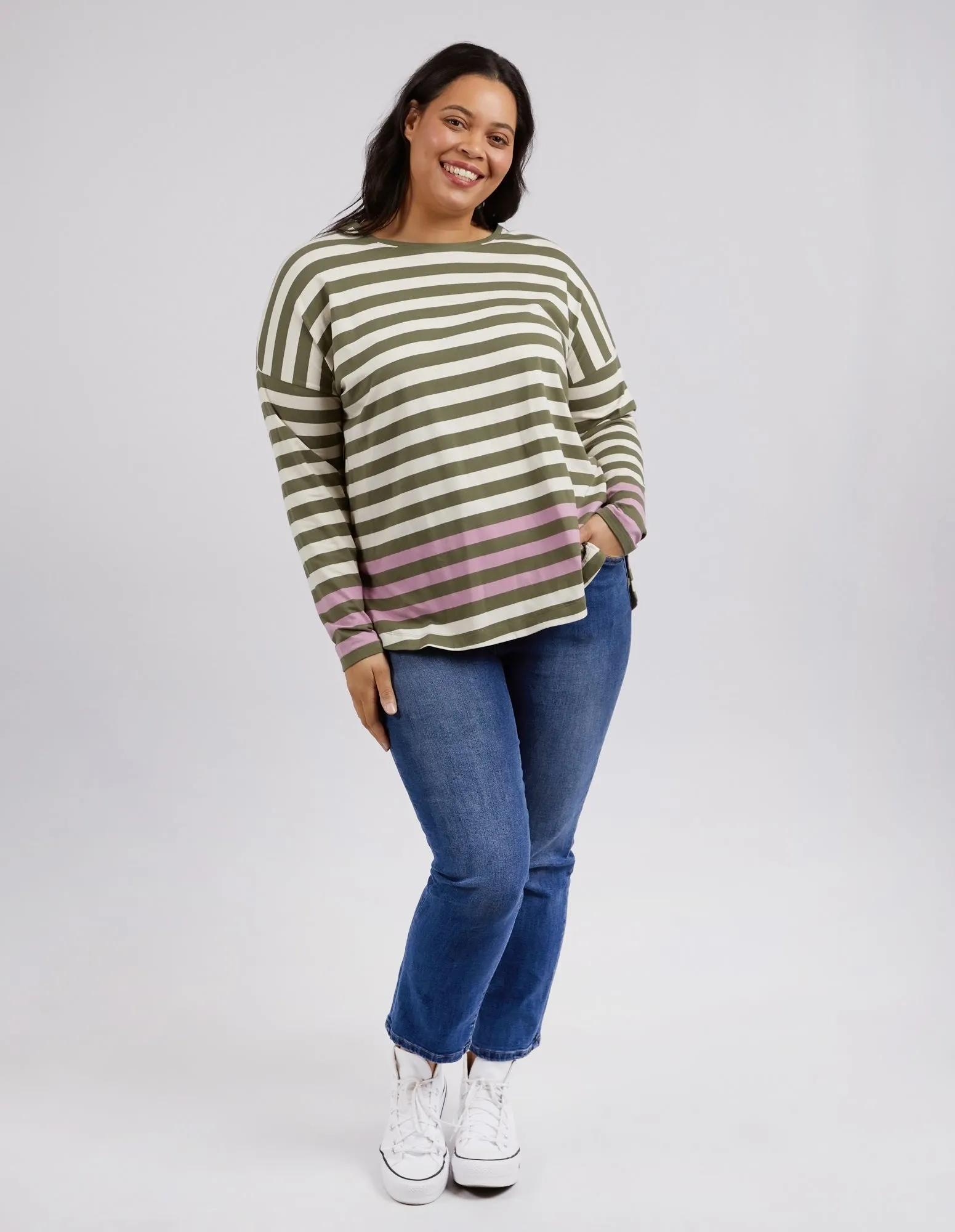 Elm Turn Back LS Tee Clover Pearl Stripe