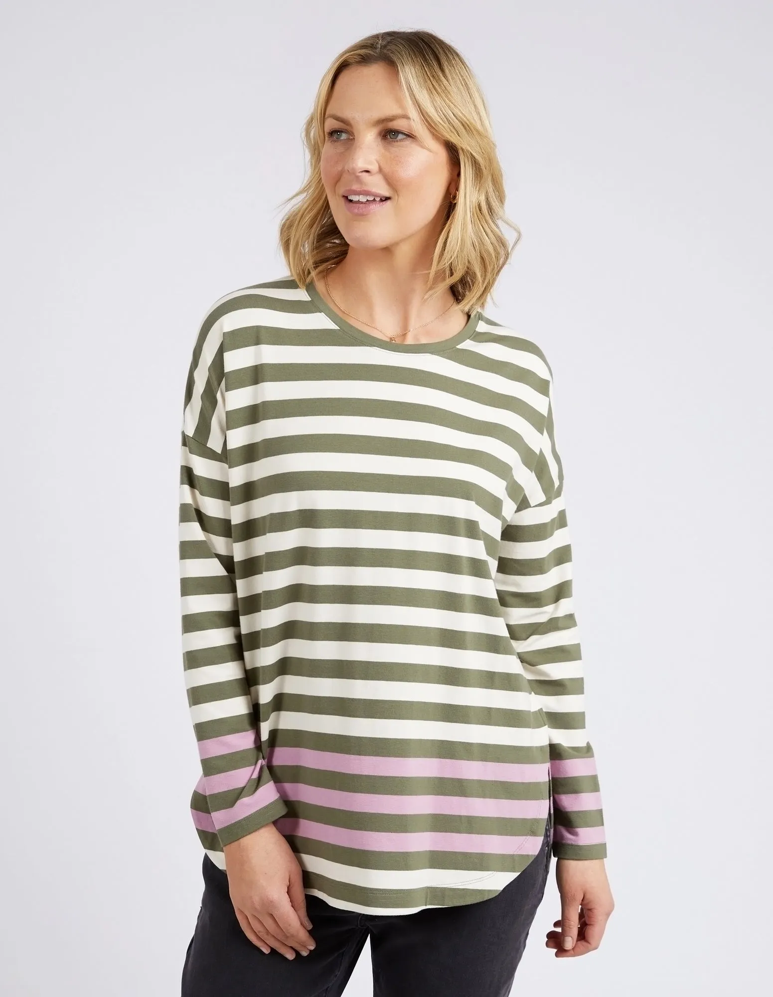 Elm Turn Back LS Tee Clover Pearl Stripe