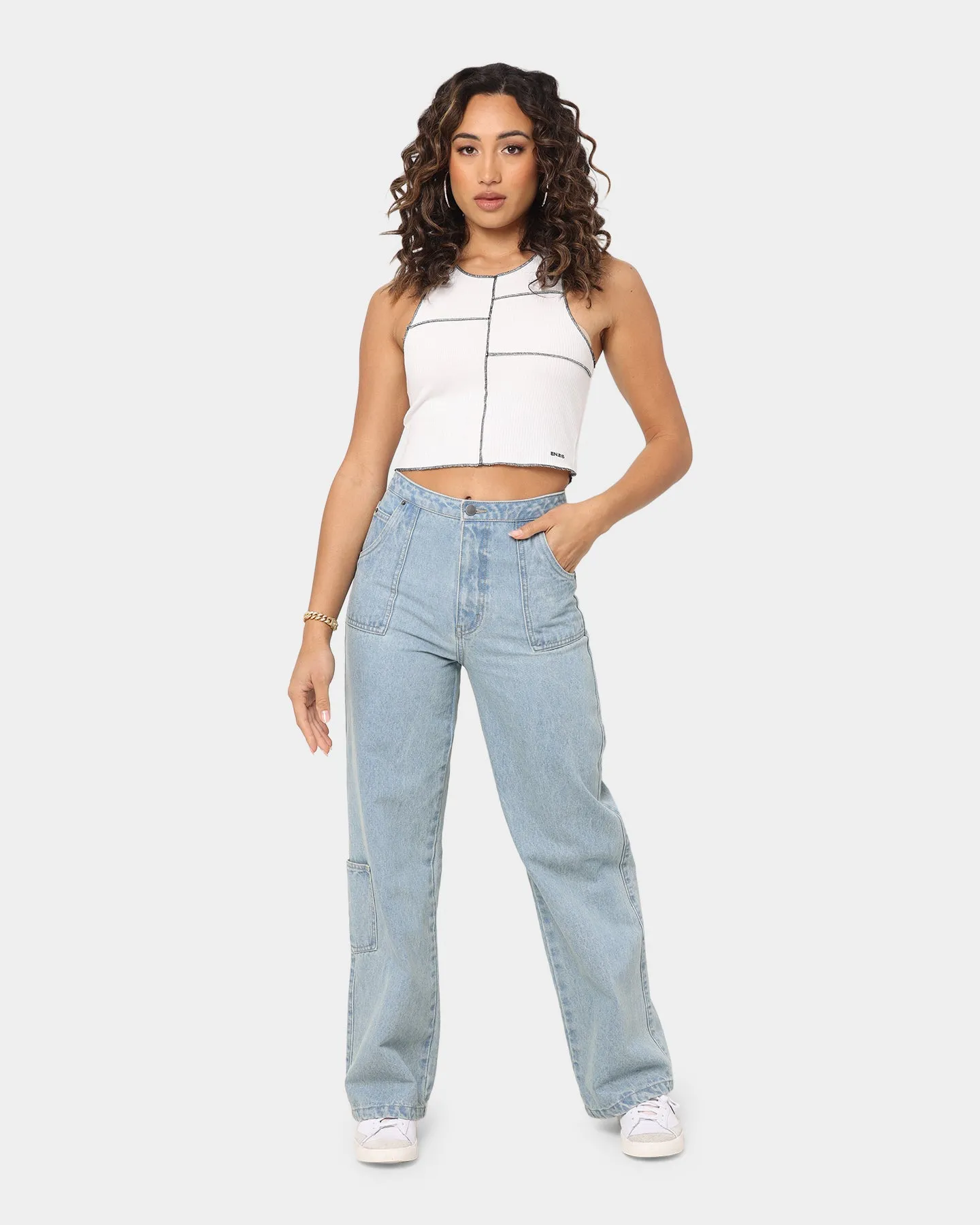 EN ES High Wide Leg Jean Light Blue Denim