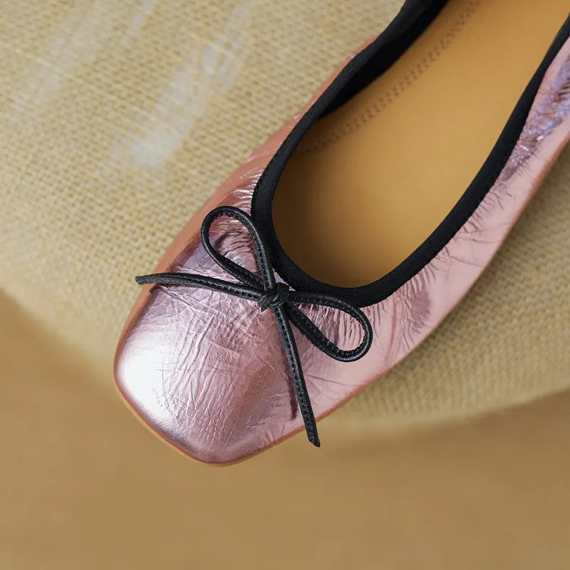 Fawn Square Toe Ballet Flats Pink