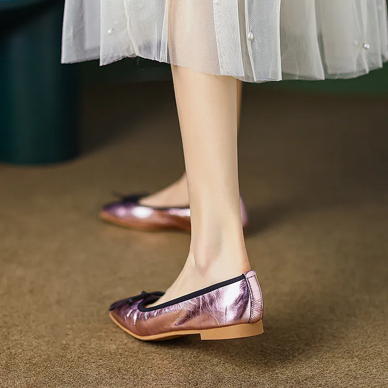 Fawn Square Toe Ballet Flats Pink