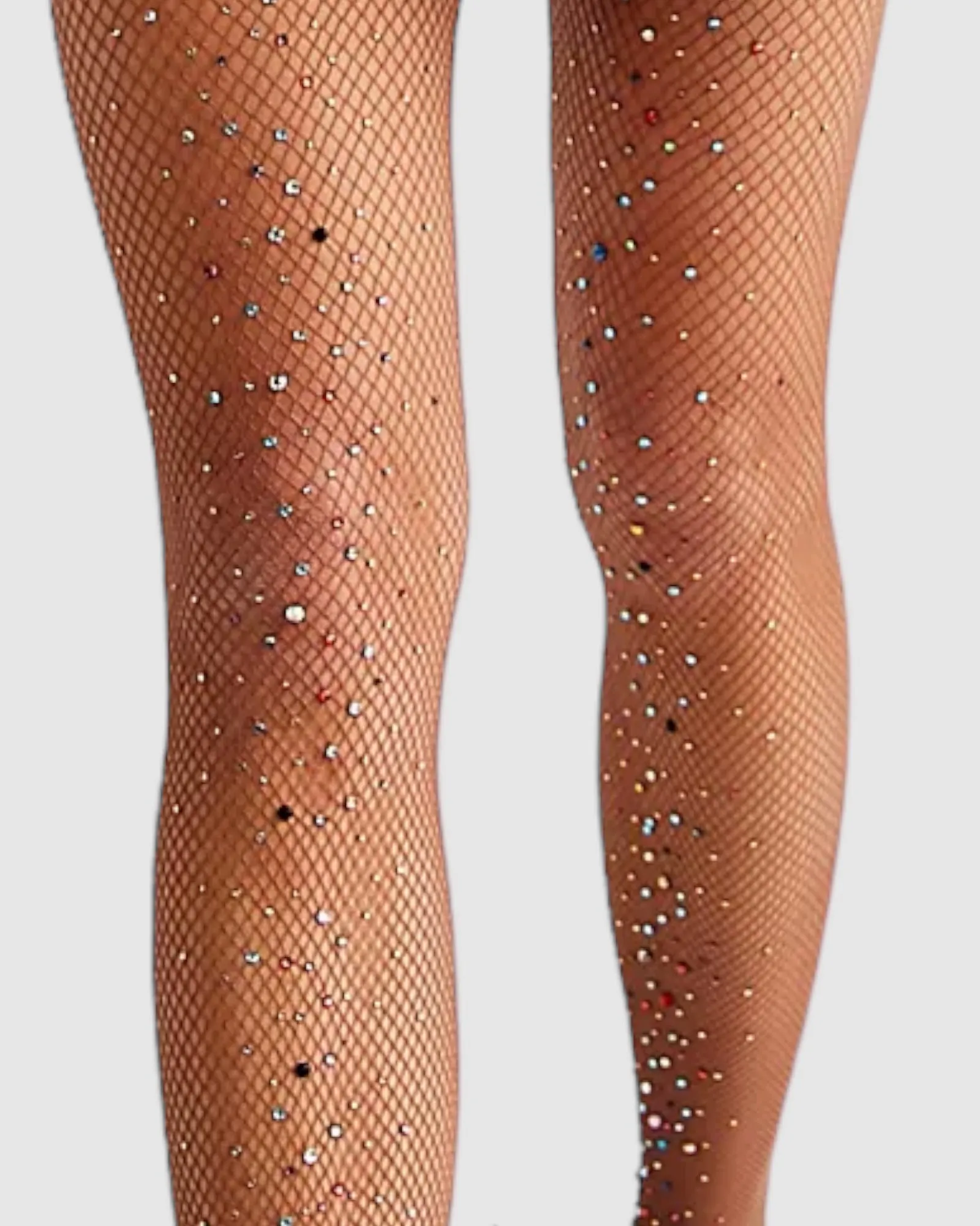 Glitter Fishnet Tights - Tan