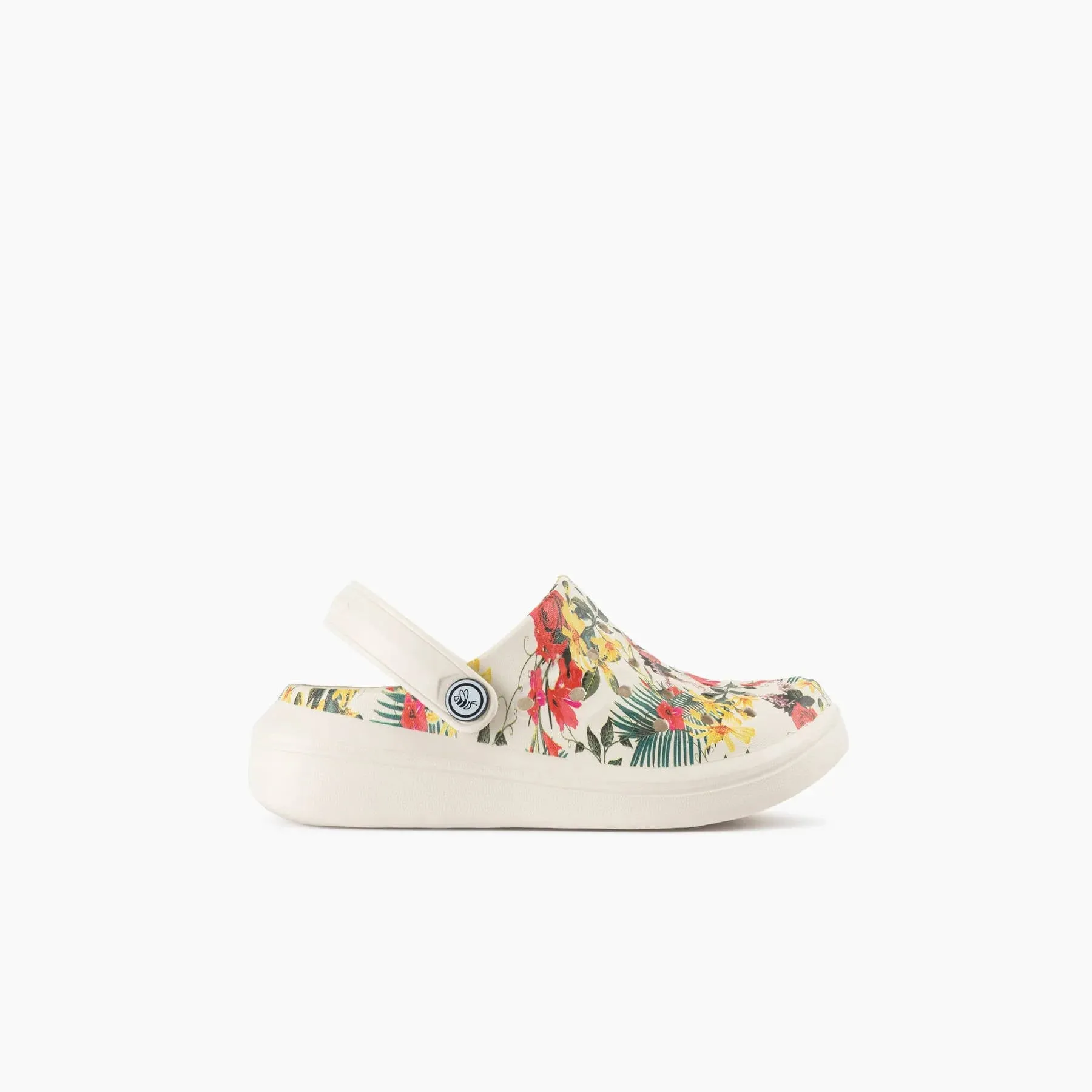 Joybees Kids Girls Varsity Clog Graphic Bone Tropical Floral