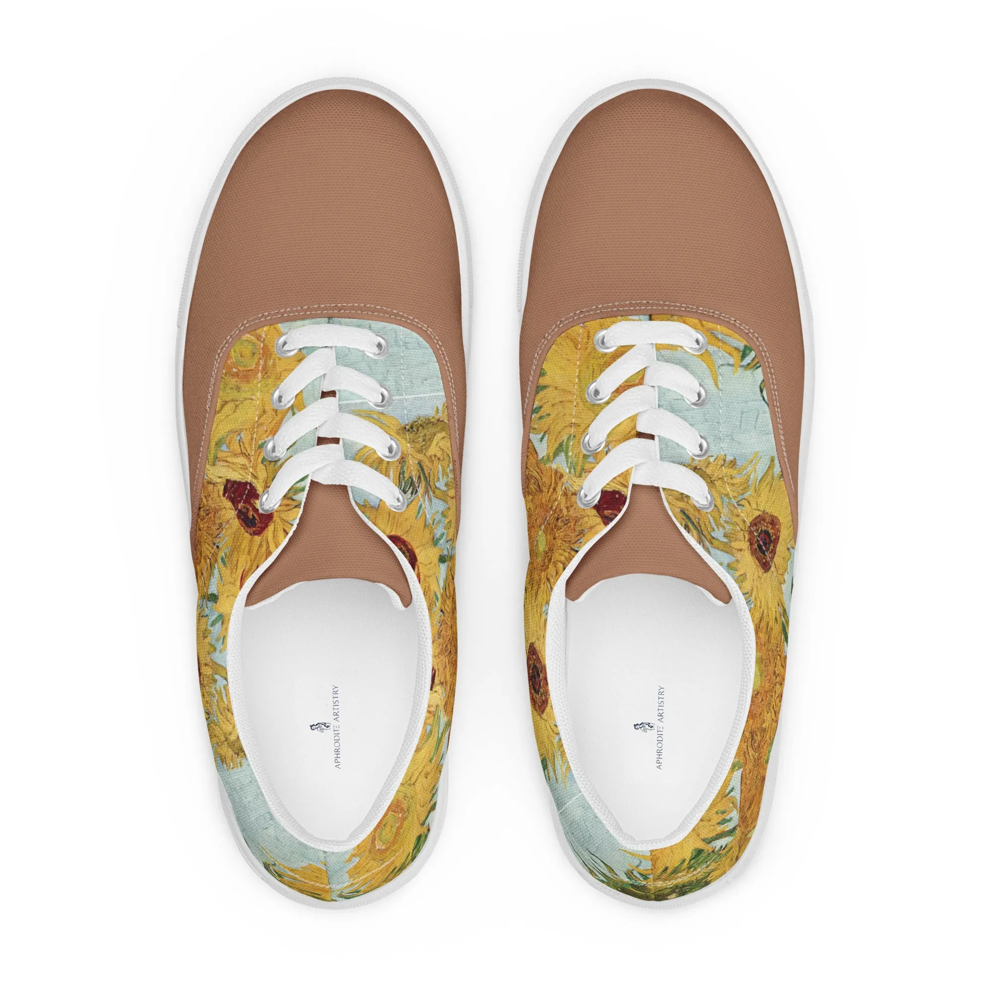 Men’s Artistic Van Gogh Inspired Sunflowers Lace-Up Canvas Shoes