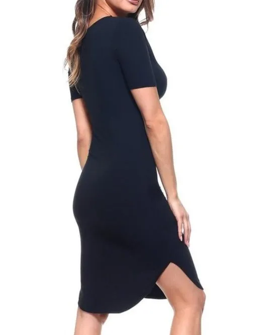 Midi Body Con Dress- Black