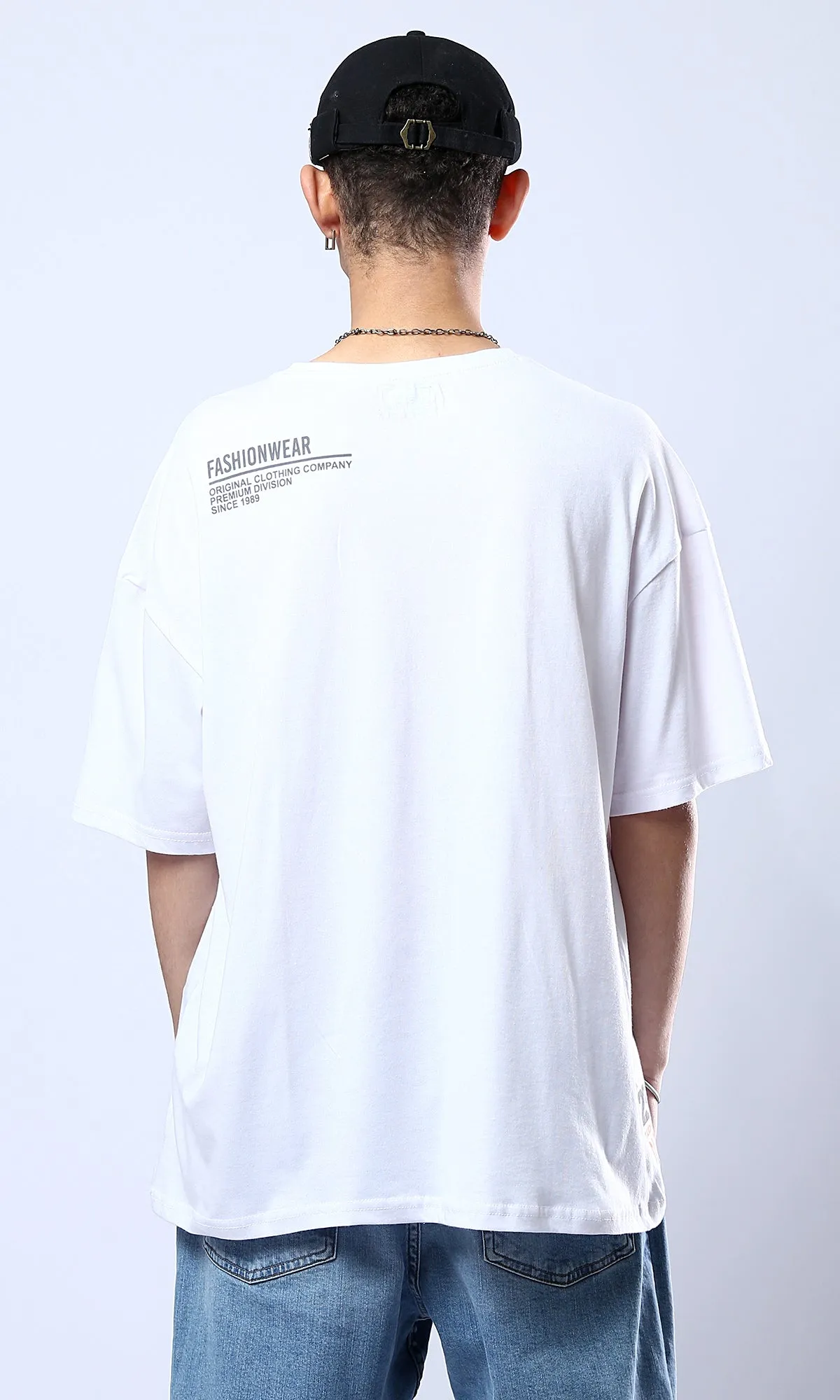 O178410 "Superior" Elbow-Sleeves Relaxed Tee - White