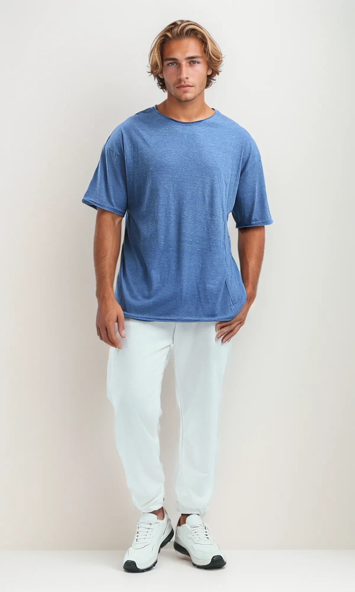 O192540 Elbow Sleeves Heather Blue Summer Tee