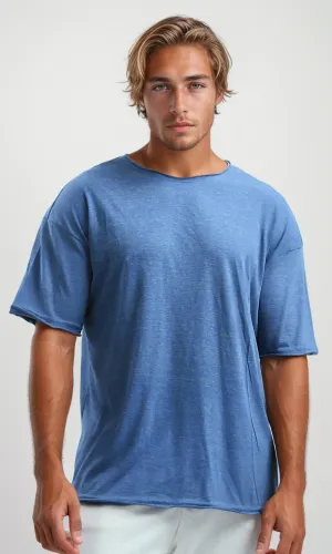 O192540 Elbow Sleeves Heather Blue Summer Tee