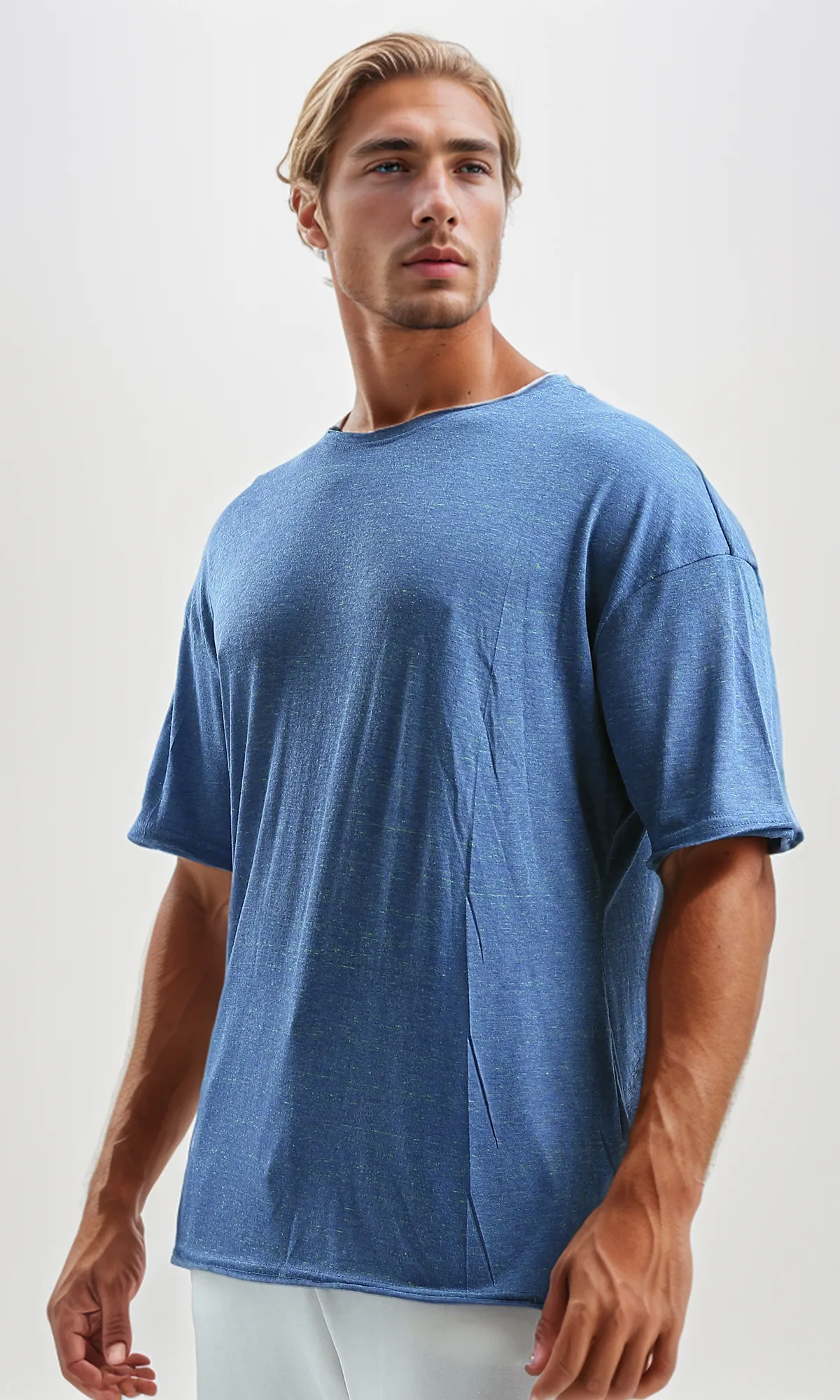 O192540 Elbow Sleeves Heather Blue Summer Tee