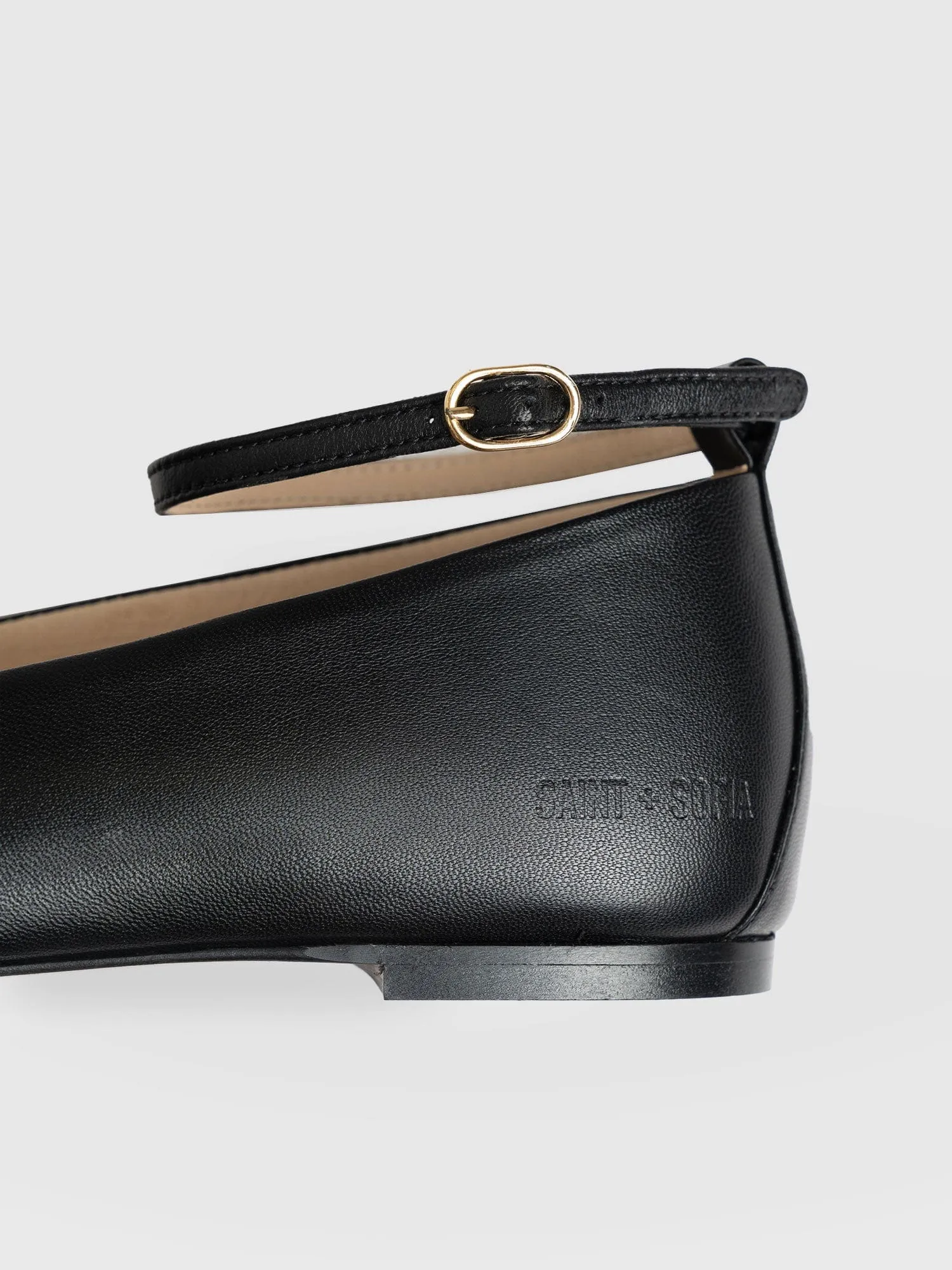 Ophelia Leather Ballerinas - Black