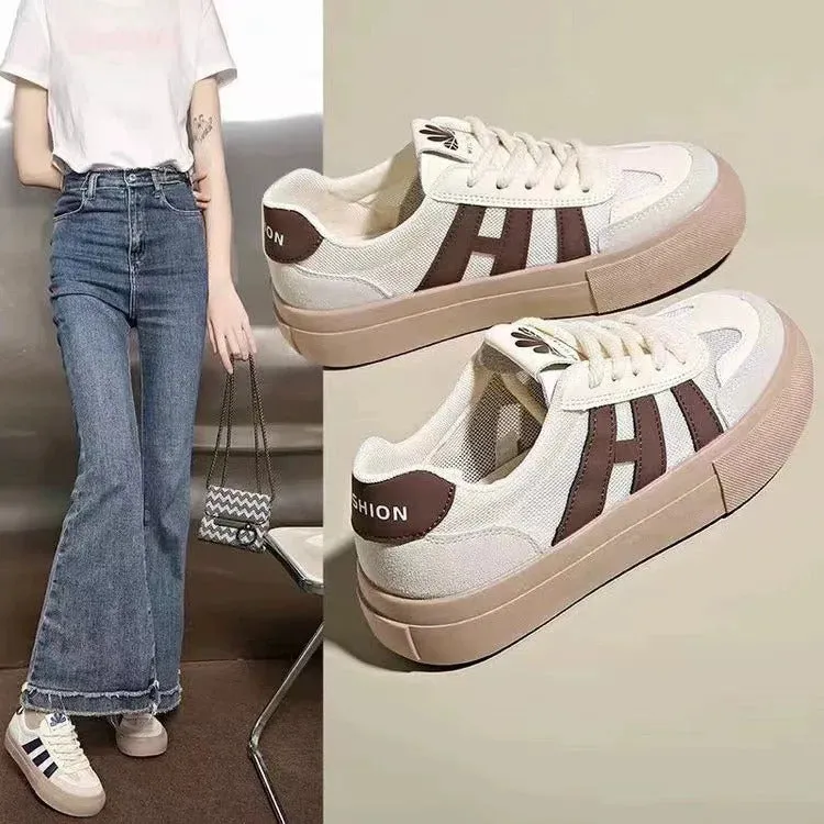 Retro Forrest Gump shoes, women's versatile single net sports and leisure shoes, new thick soled breathable board shoes