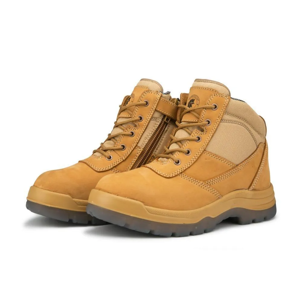 RockRooster Tan 6 Inch Zip-sided Steel toecap Leather Work Boots AK050