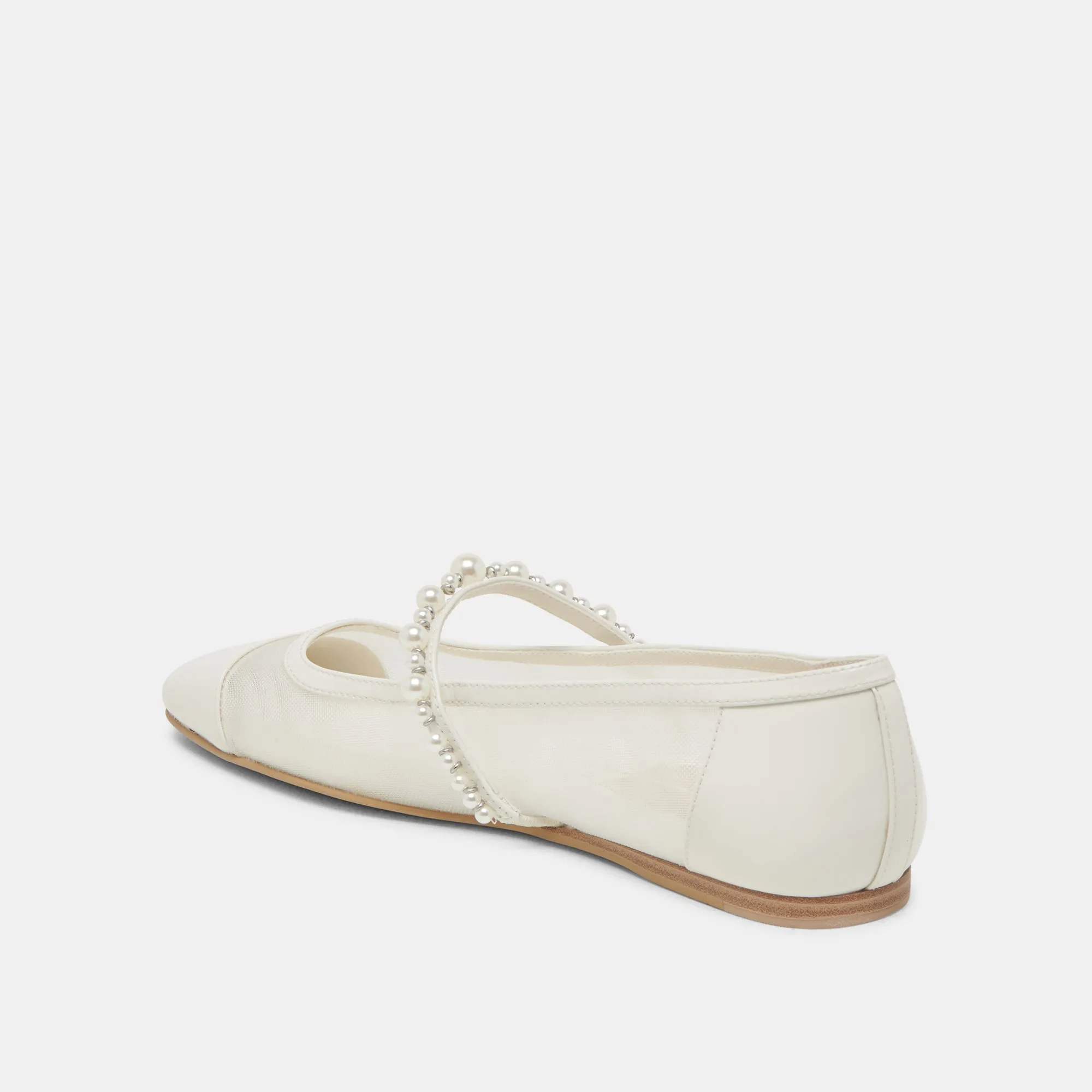 ROLLIN PEARL BALLET FLATS WHITE MESH