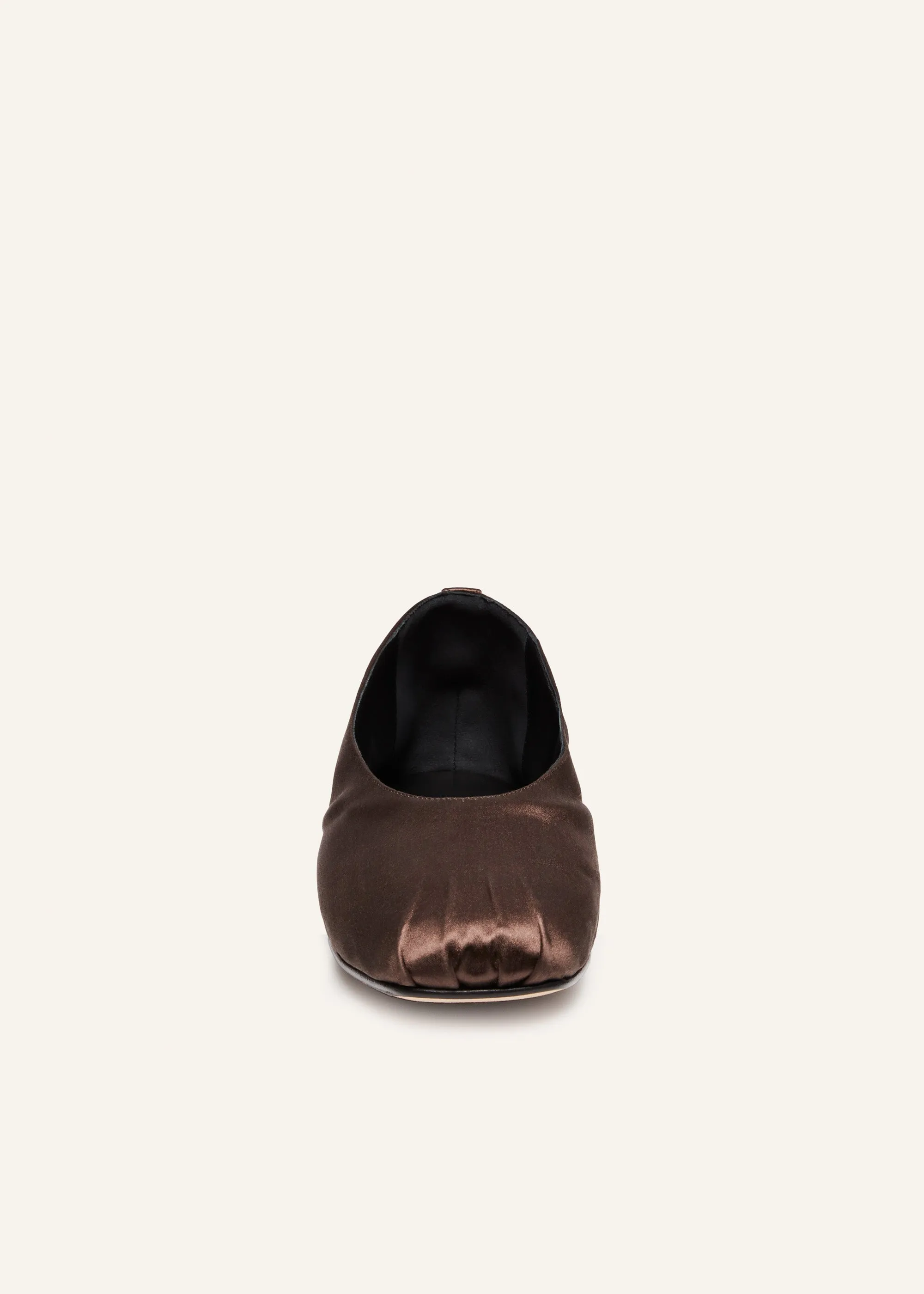 Satin ballet flats in chocolate